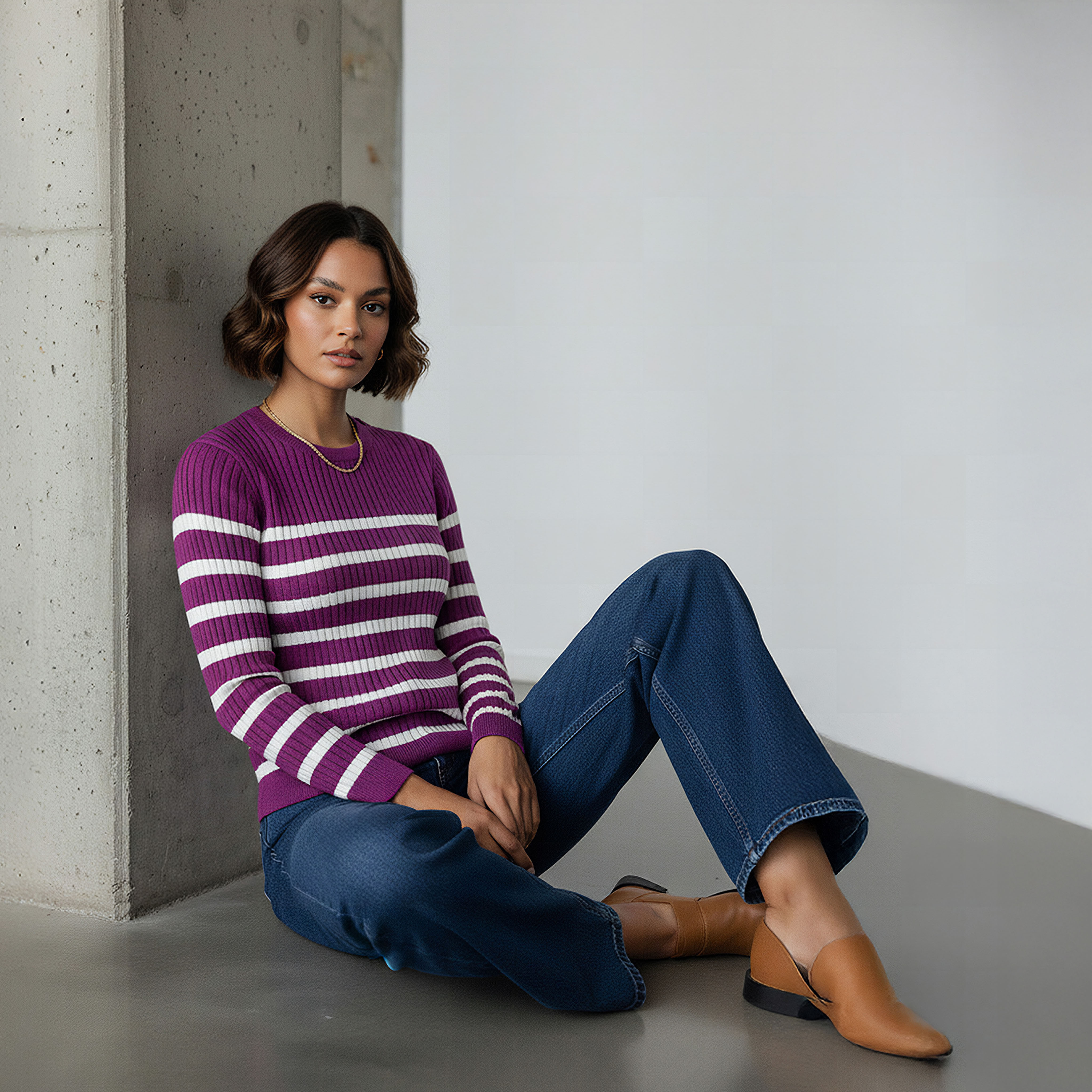 Striped Crew Neck Sweater-women-clothing-cardigansandjumpers-jumpers-image-2