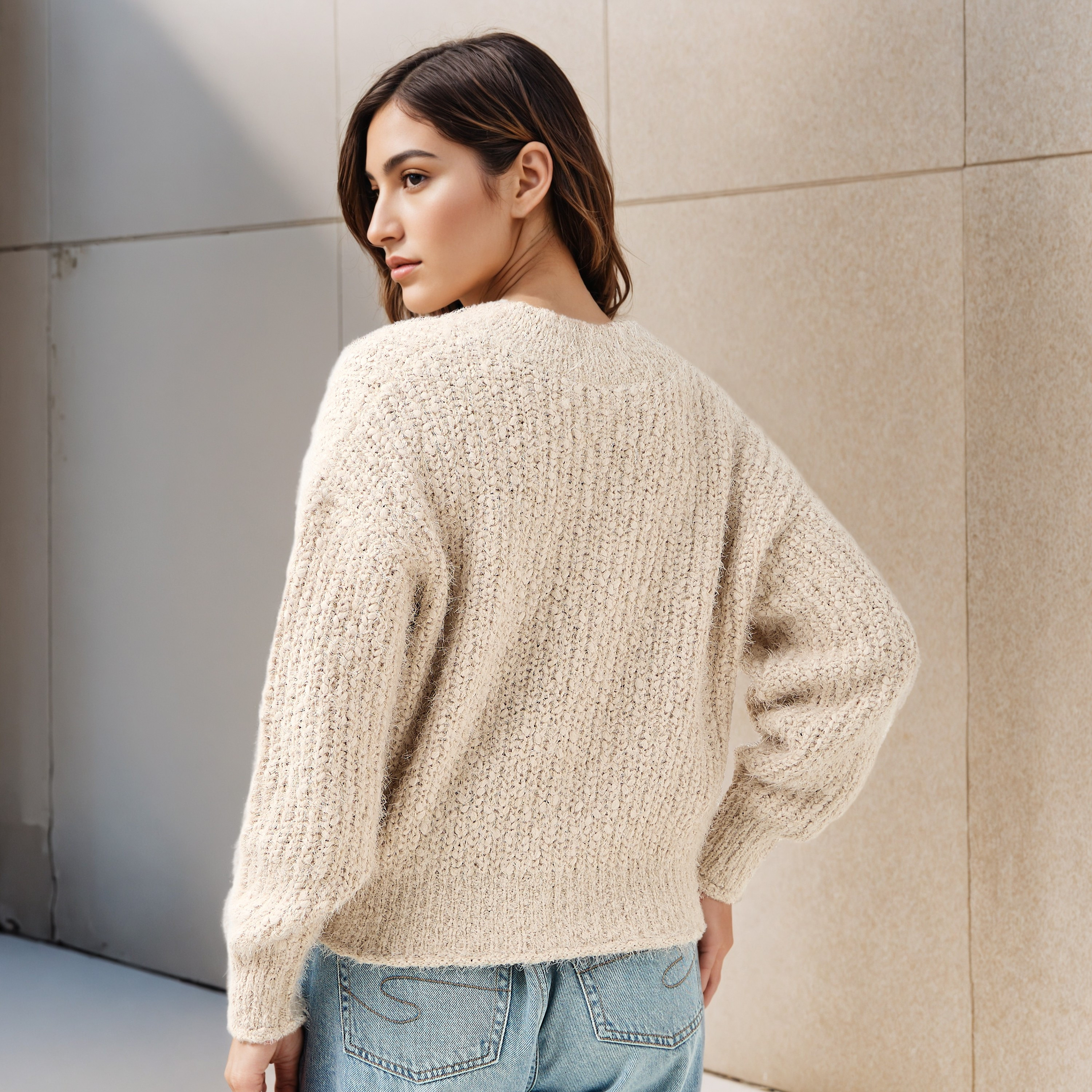 كنزة بارزة الملمس بياقة V وأكمام طويلة-women-clothing-cardigansandjumpers-jumpers-image-3