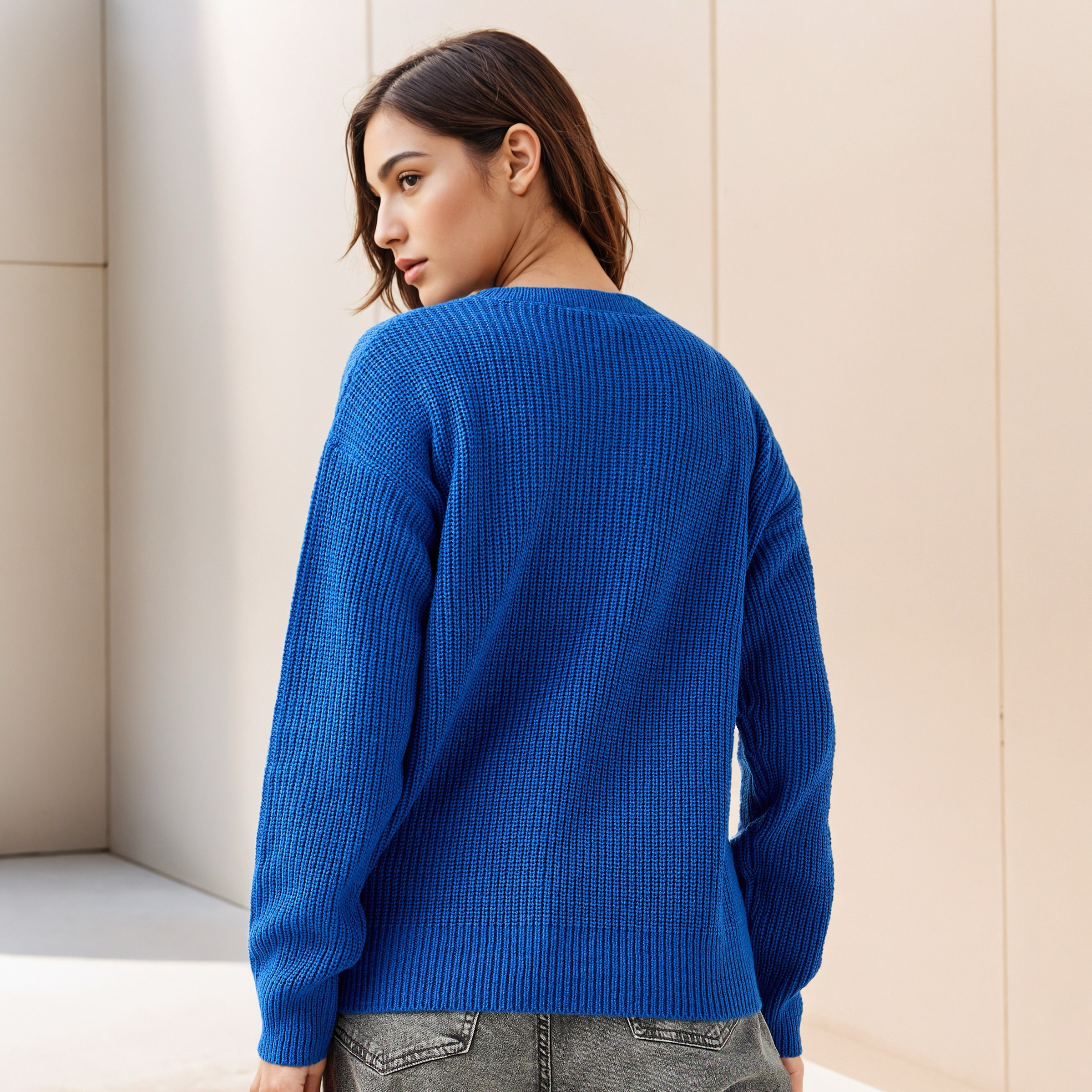 Textured Crew Neck Sweater with Long Sleeves-women-clothing-cardigansandjumpers-jumpers-image-8