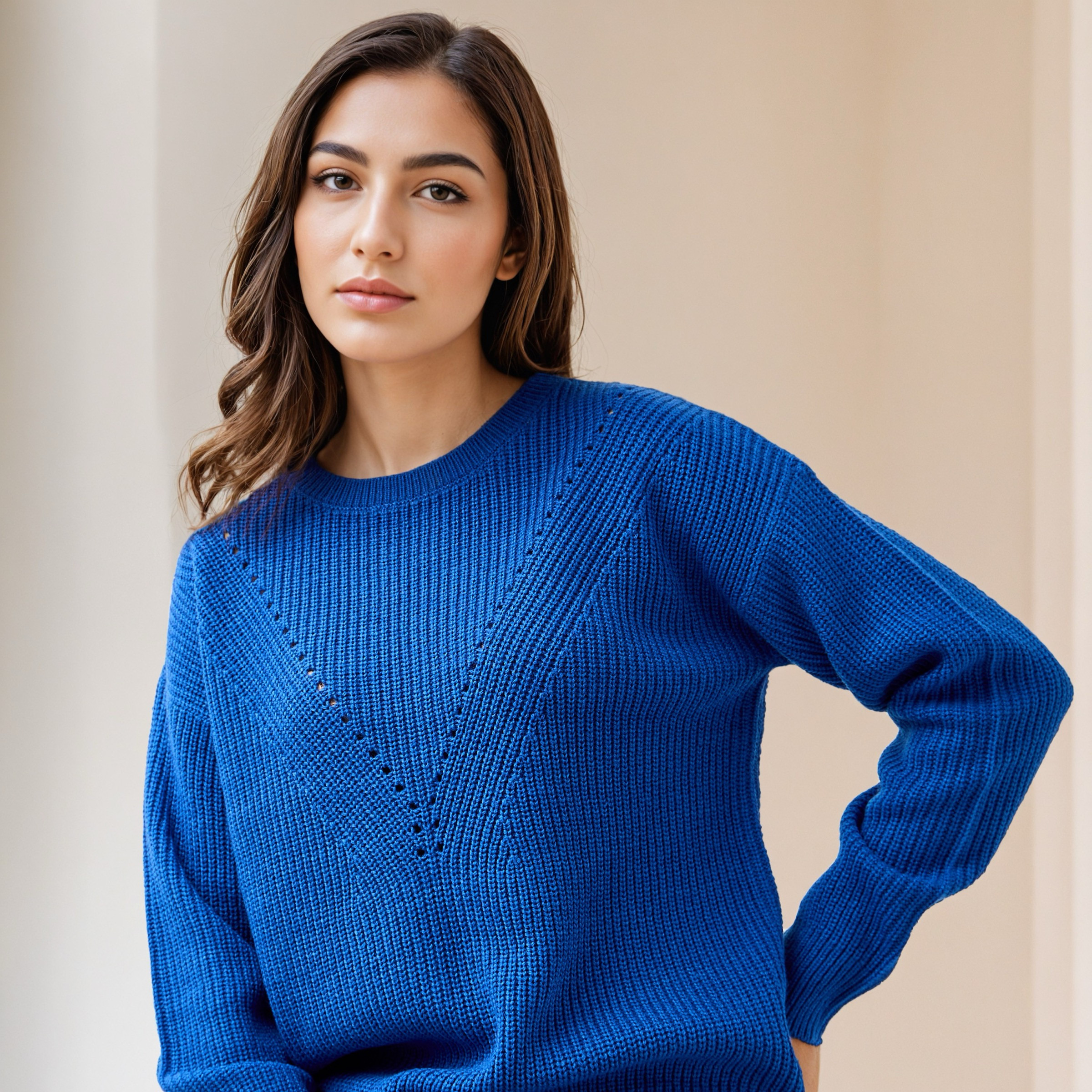 Textured Crew Neck Sweater with Long Sleeves-women-clothing-cardigansandjumpers-jumpers-image-9