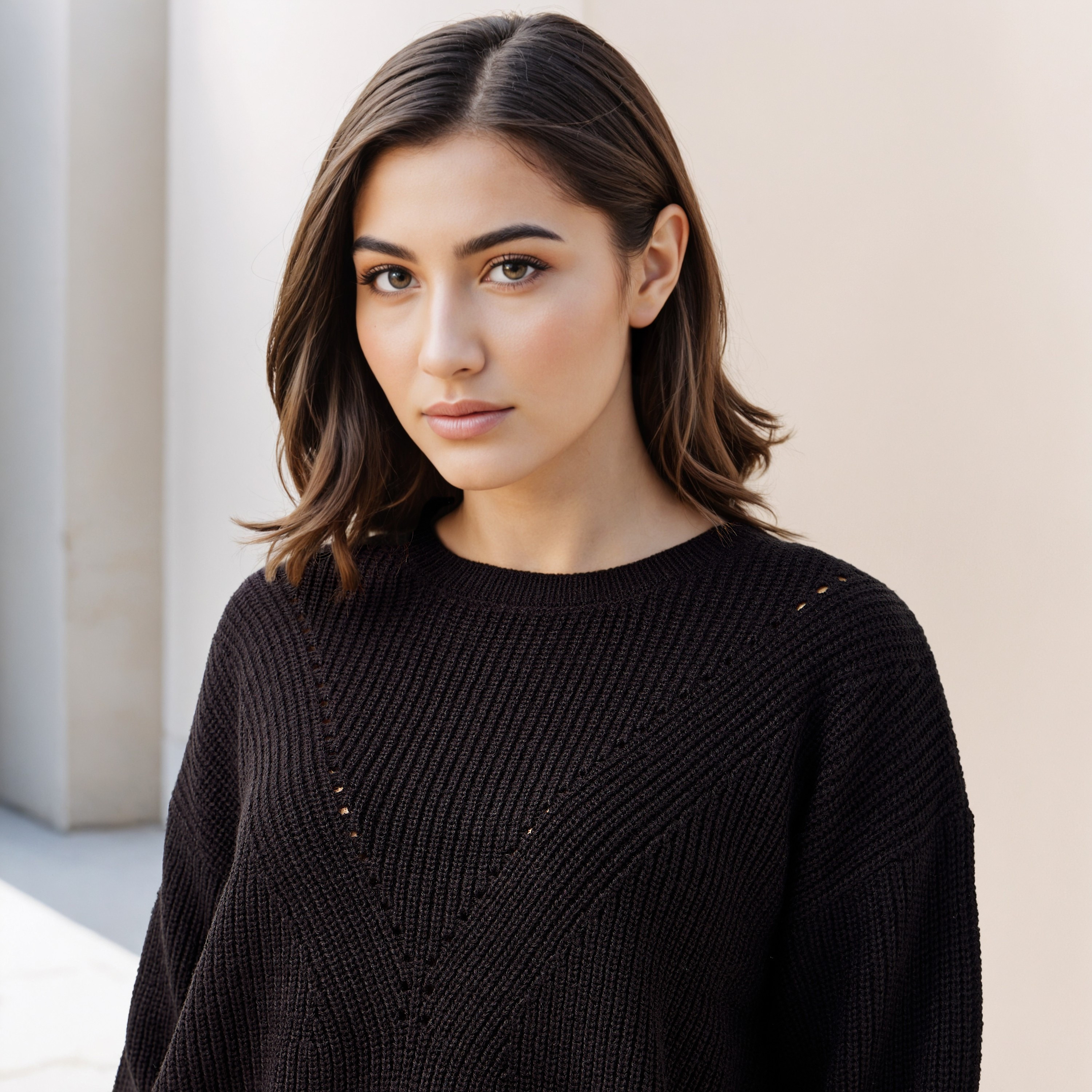 Textured Crew Neck Sweater with Long Sleeves-women-clothing-cardigansandjumpers-jumpers-image-4