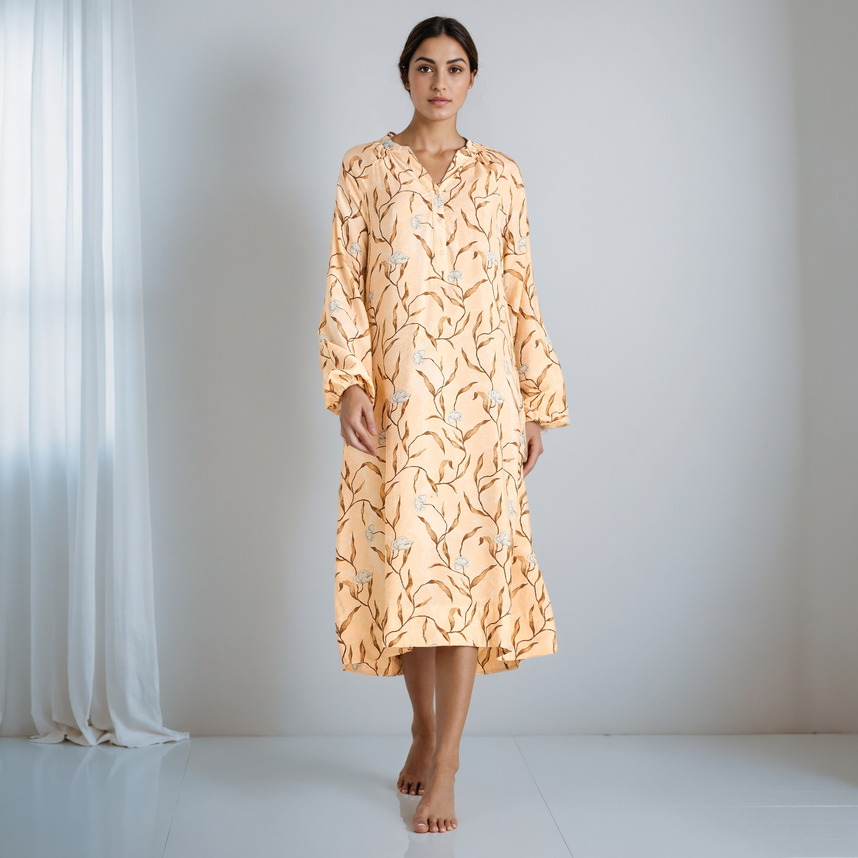 Floral Print Midi Dress with Long Sleeves-women-clothing-dresses-image-1