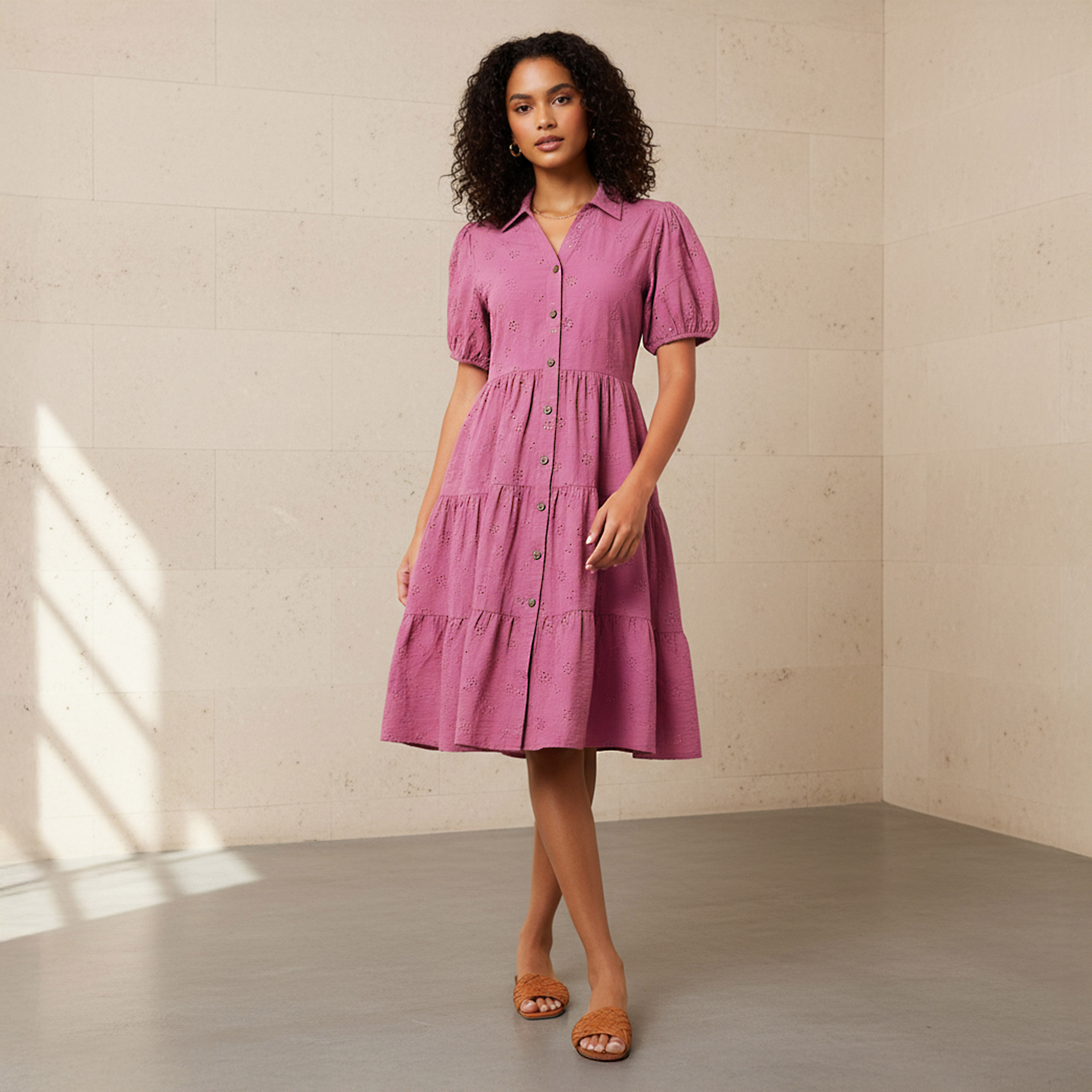 Schiffli Textured Tiered Women Dress with Collar-PROMO_SP_AE_2FOR169_110625-image-1