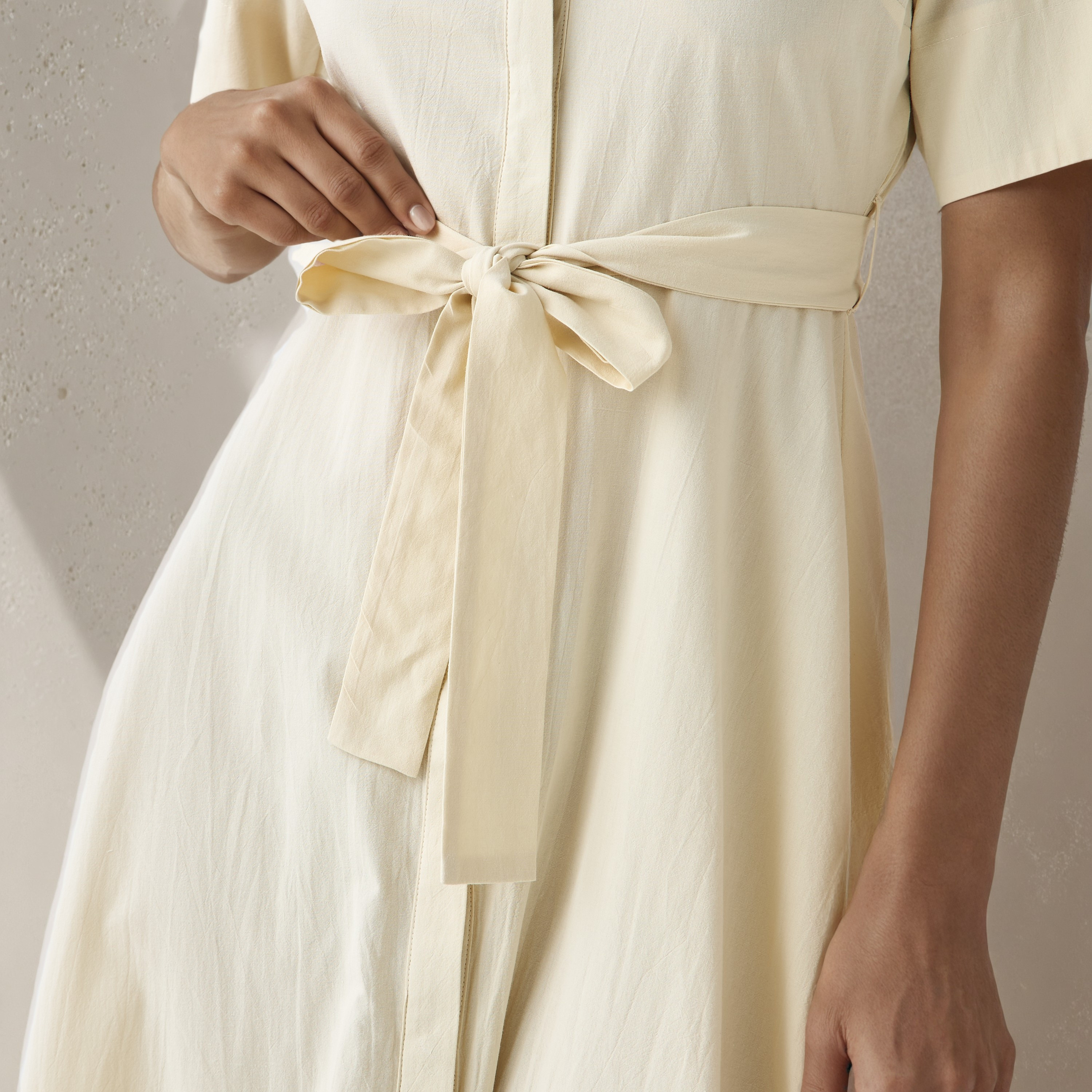 فستان قميص قطن ميدي بحزام رباط-women-clothing-dresses-image-5