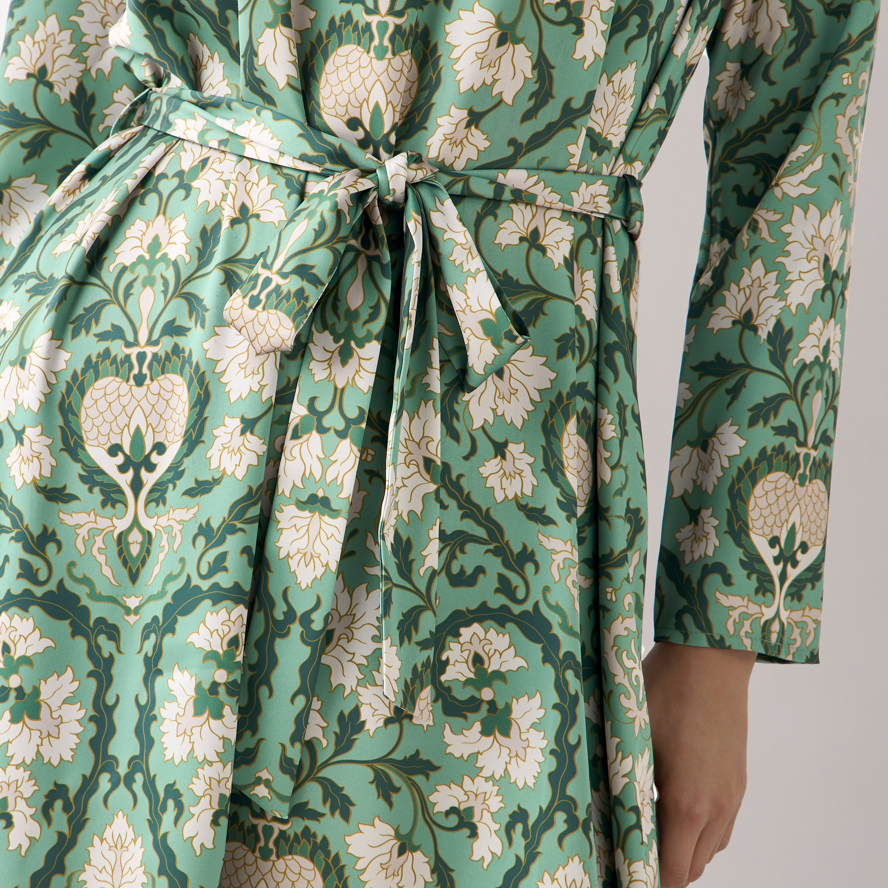 Floral Print Shirt Dress with Tie-Up Detail-women-clothing-dresses-image-6
