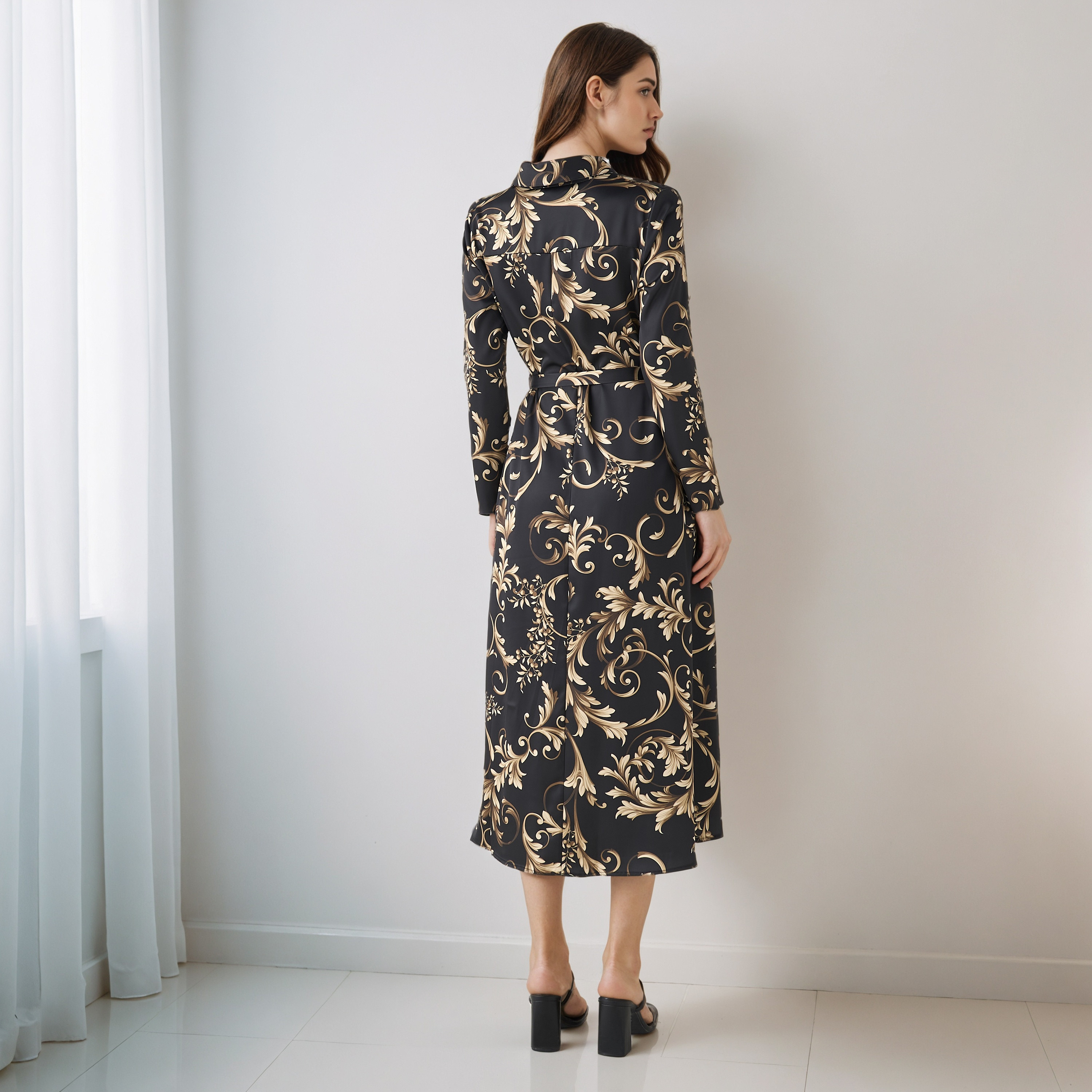 Printed Shirt Dress with Tie-Up Detail Polyester-PROMO_SP_QA_BUNDLE_2FOR179_180925-image-3