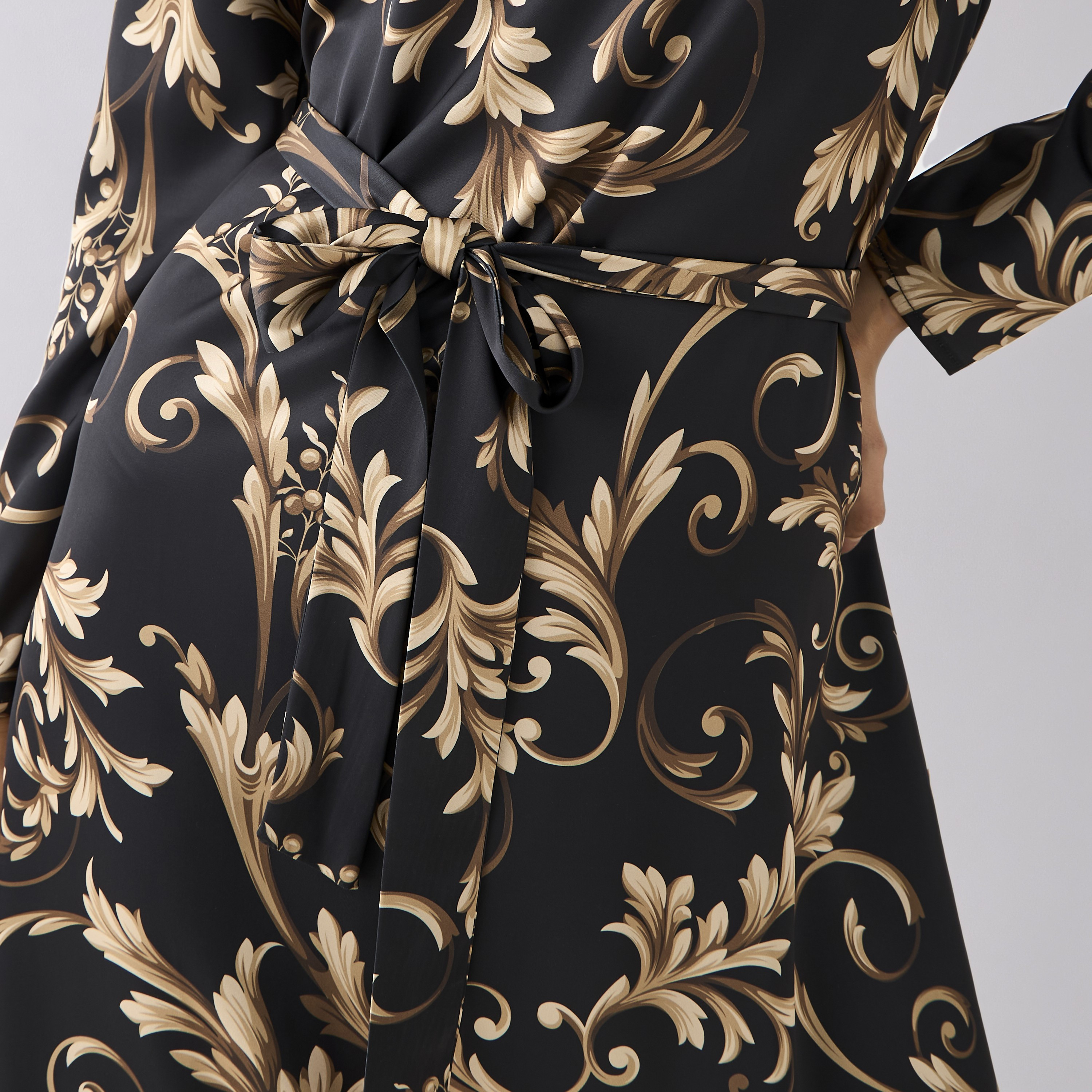 Printed Shirt Dress with Tie-Up Detail Polyester-PROMO_SP_QA_BUNDLE_2FOR179_180925-image-6