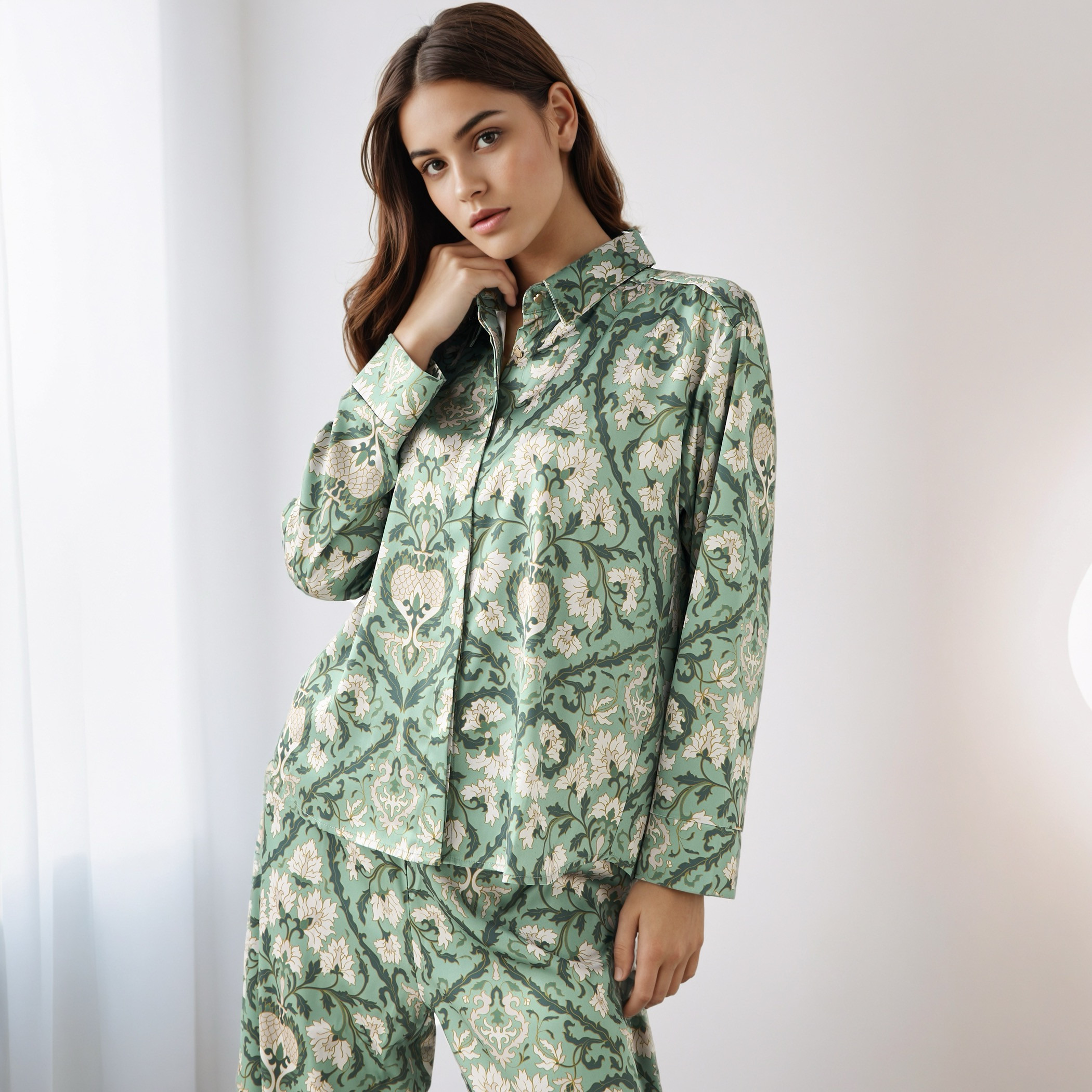 طقم منسق قميص وبنطلون واسع الساق-women-clothing-coordsets-image-2
