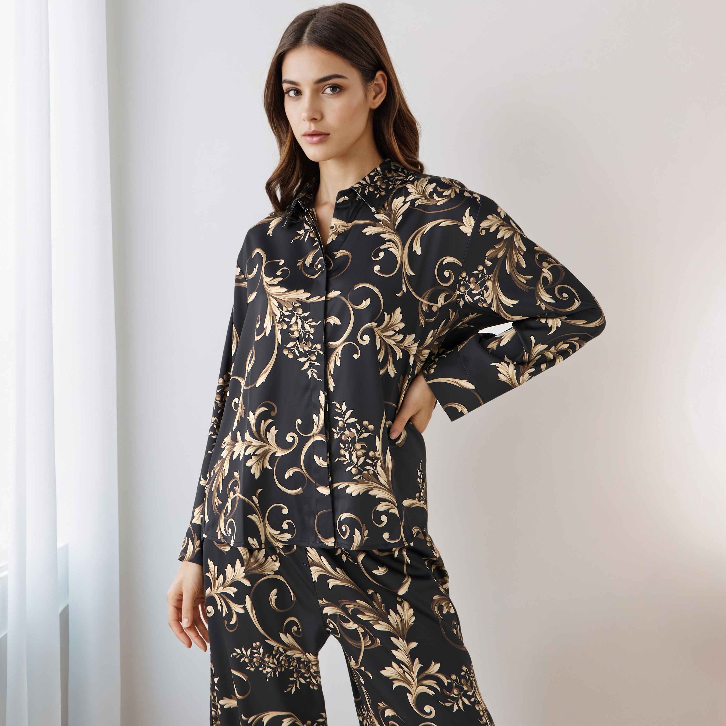 طقم منسق قميص وبنطلون واسع الساق-women-clothing-coordsets-image-2