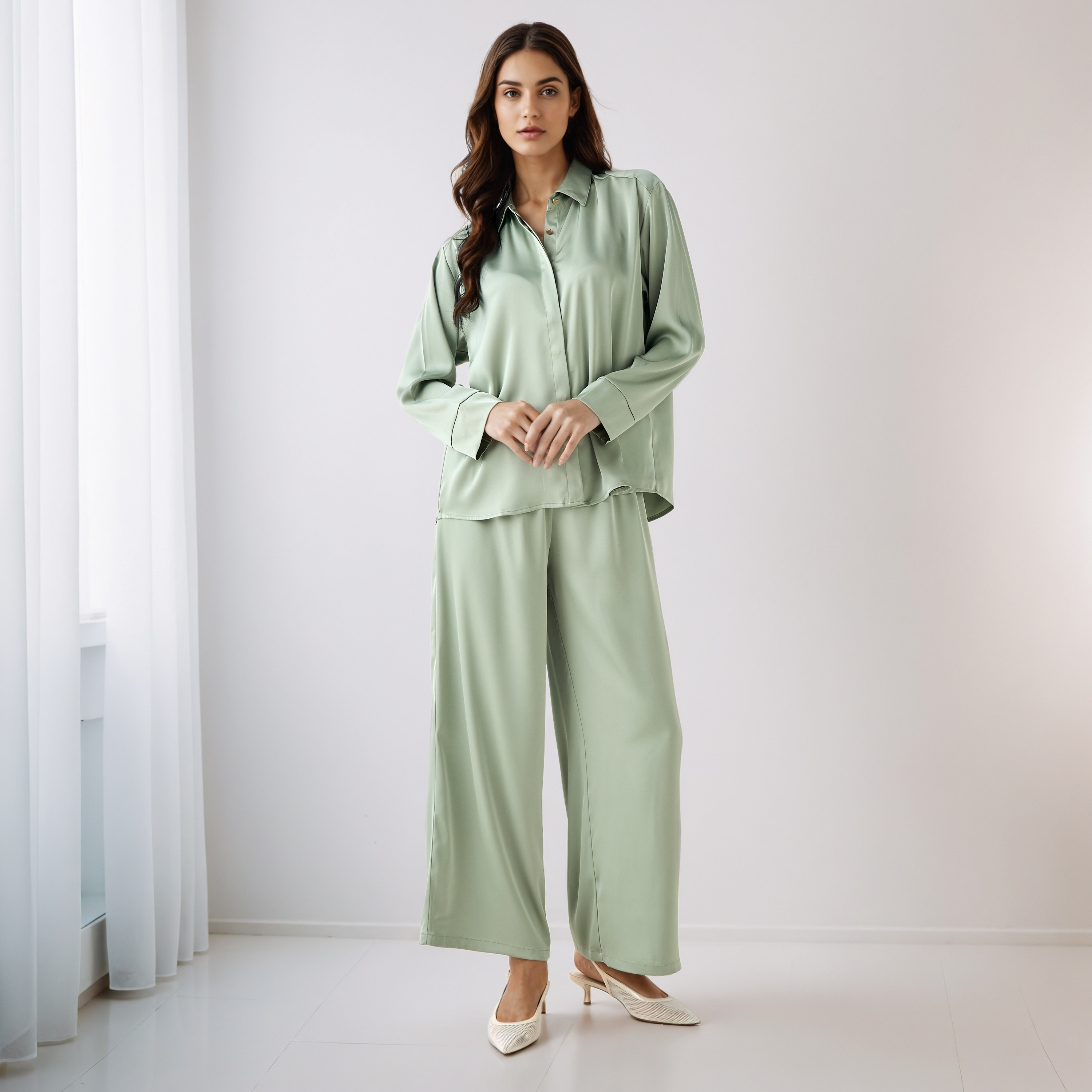 طقم منسق قميص وبنطلون واسع الساق-women-clothing-coordsets-image-1