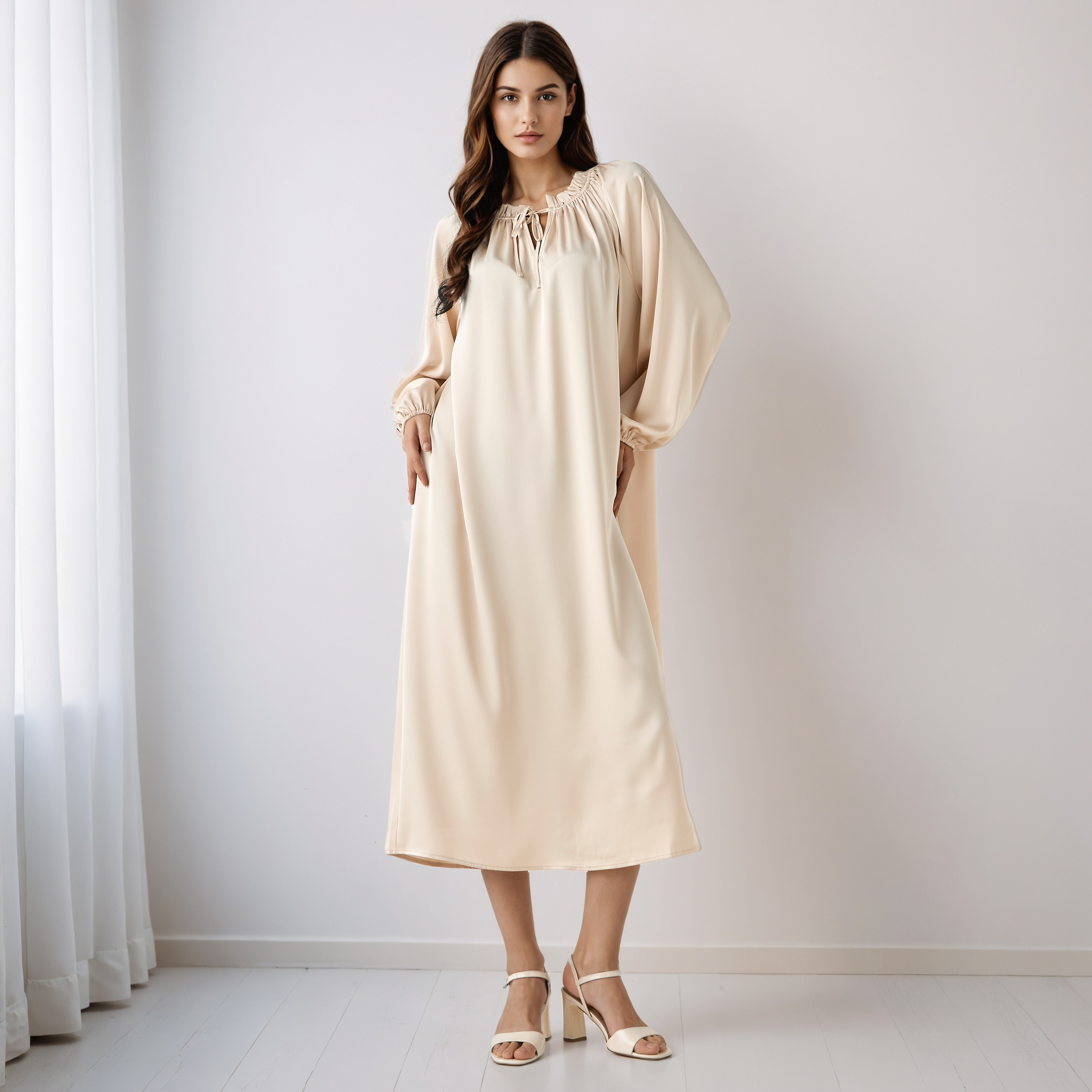 Shift Midi Dress with Tie-Ups-women-clothing-dresses-image-2