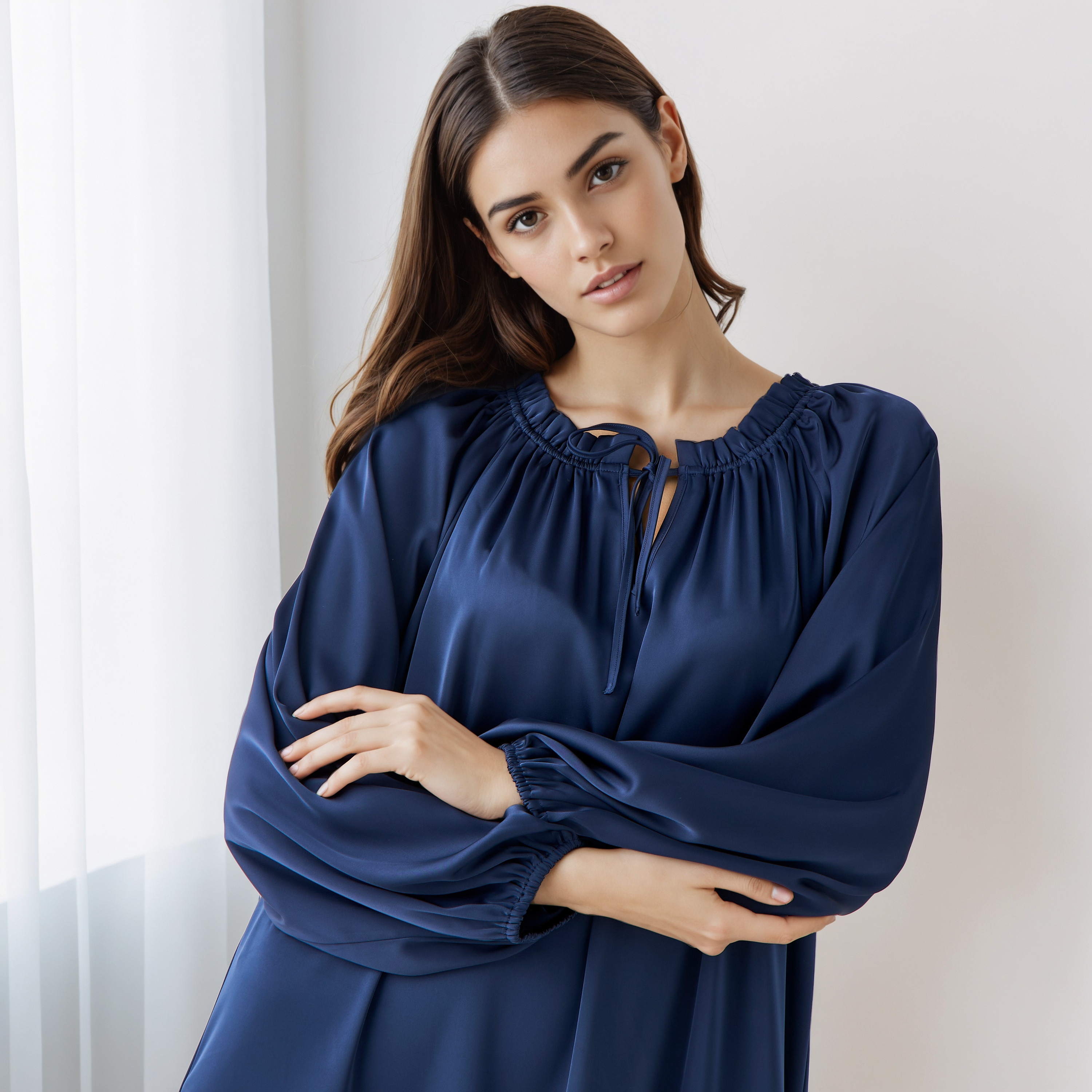 فستان ميدي شيفت برباط-women-clothing-dresses-image-4