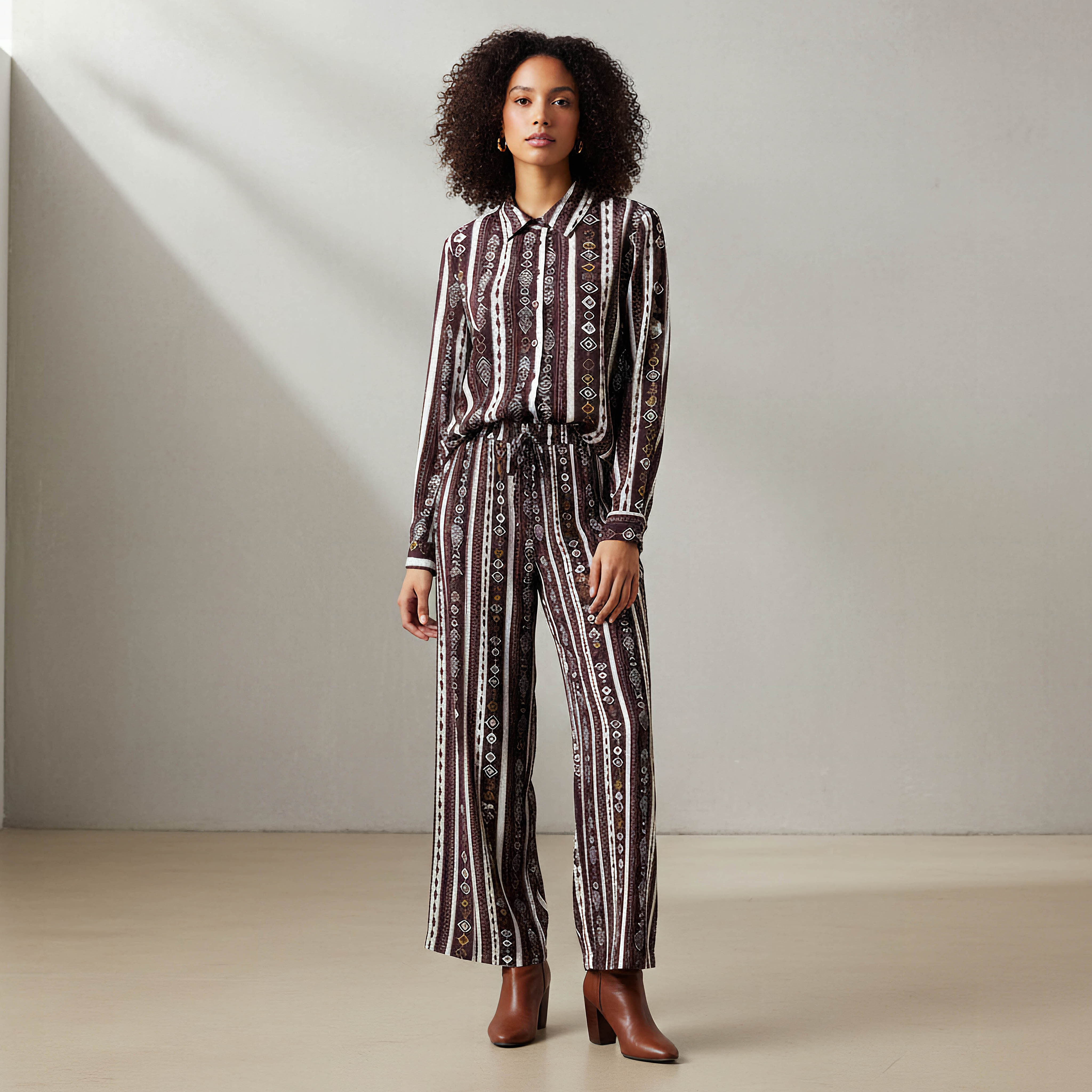 Coord Set with Shirt & Wide Leg Pants-women-clothing-coordsets-image-1
