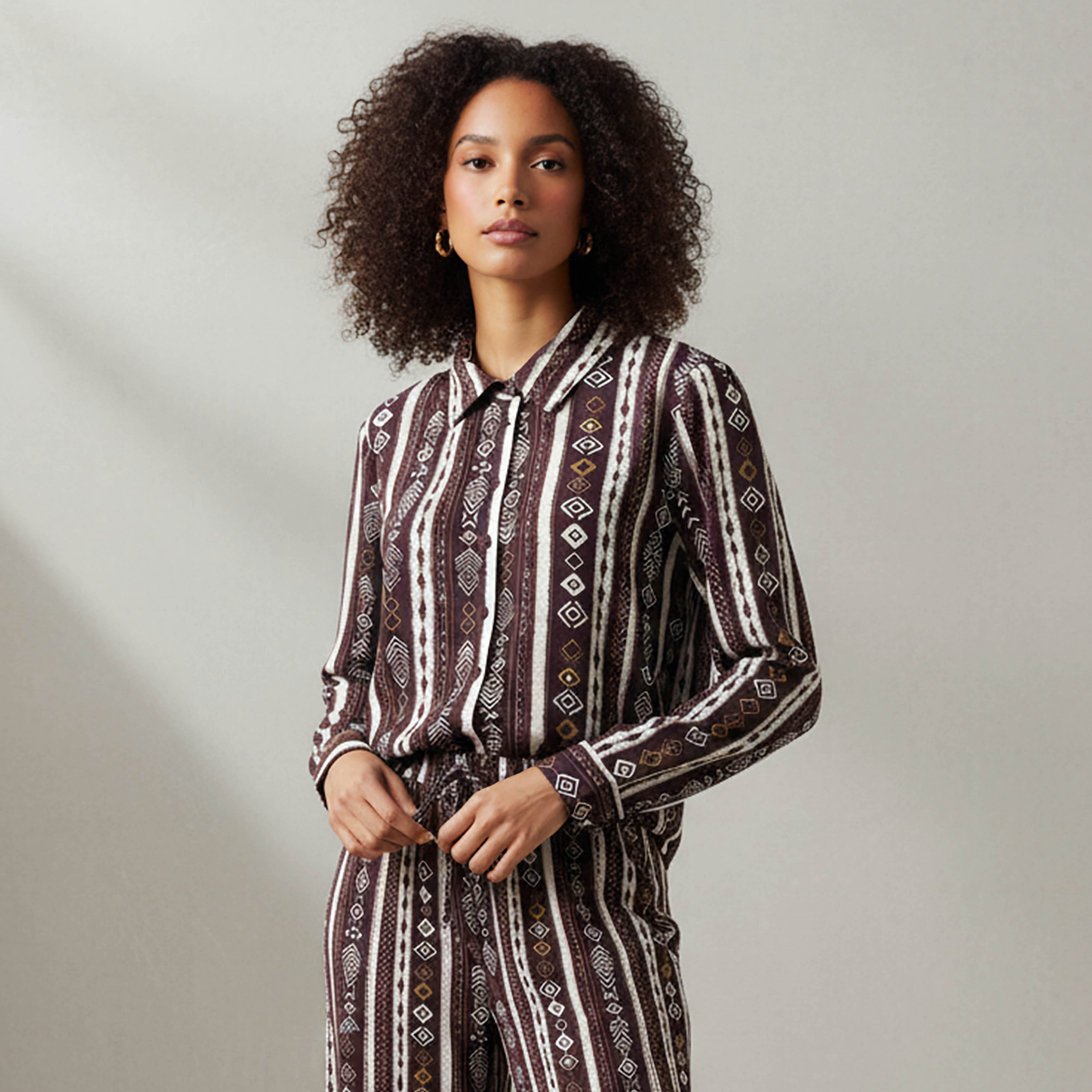 Coord Set with Shirt & Wide Leg Pants-women-clothing-coordsets-image-2
