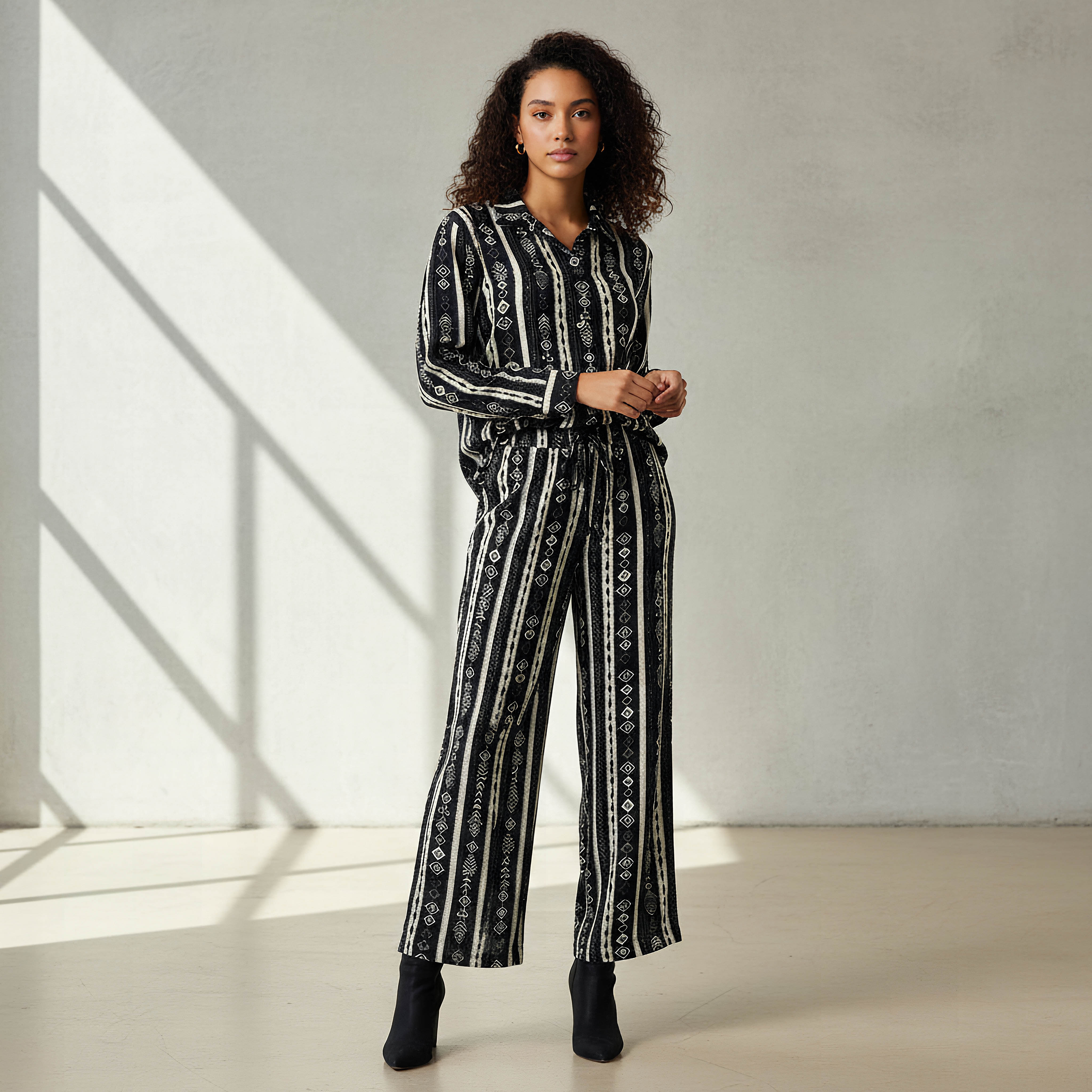 Coord Set with Shirt & Wide Leg Pants-women-clothing-coordsets-image-1