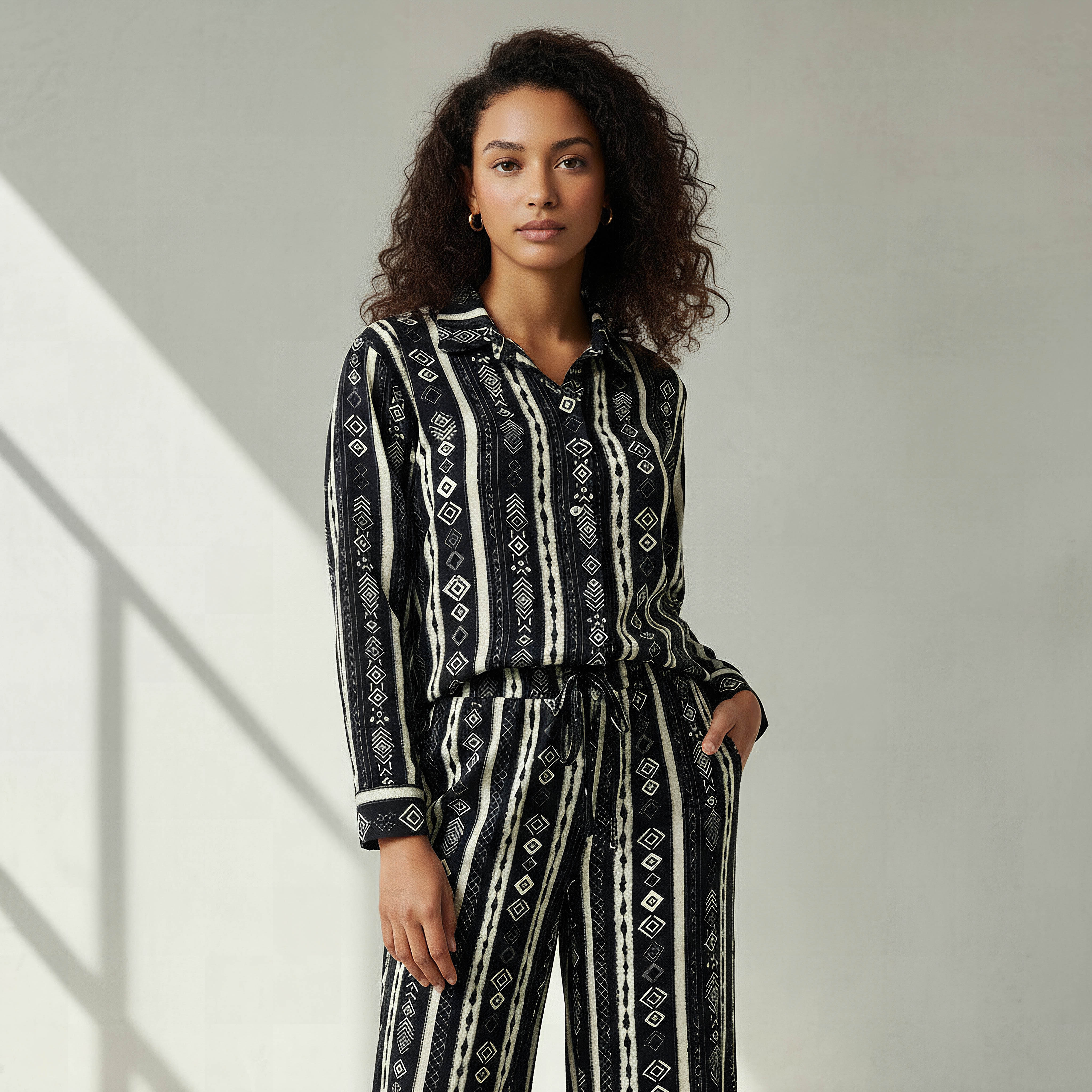 Coord Set with Shirt & Wide Leg Pants-women-clothing-coordsets-image-2