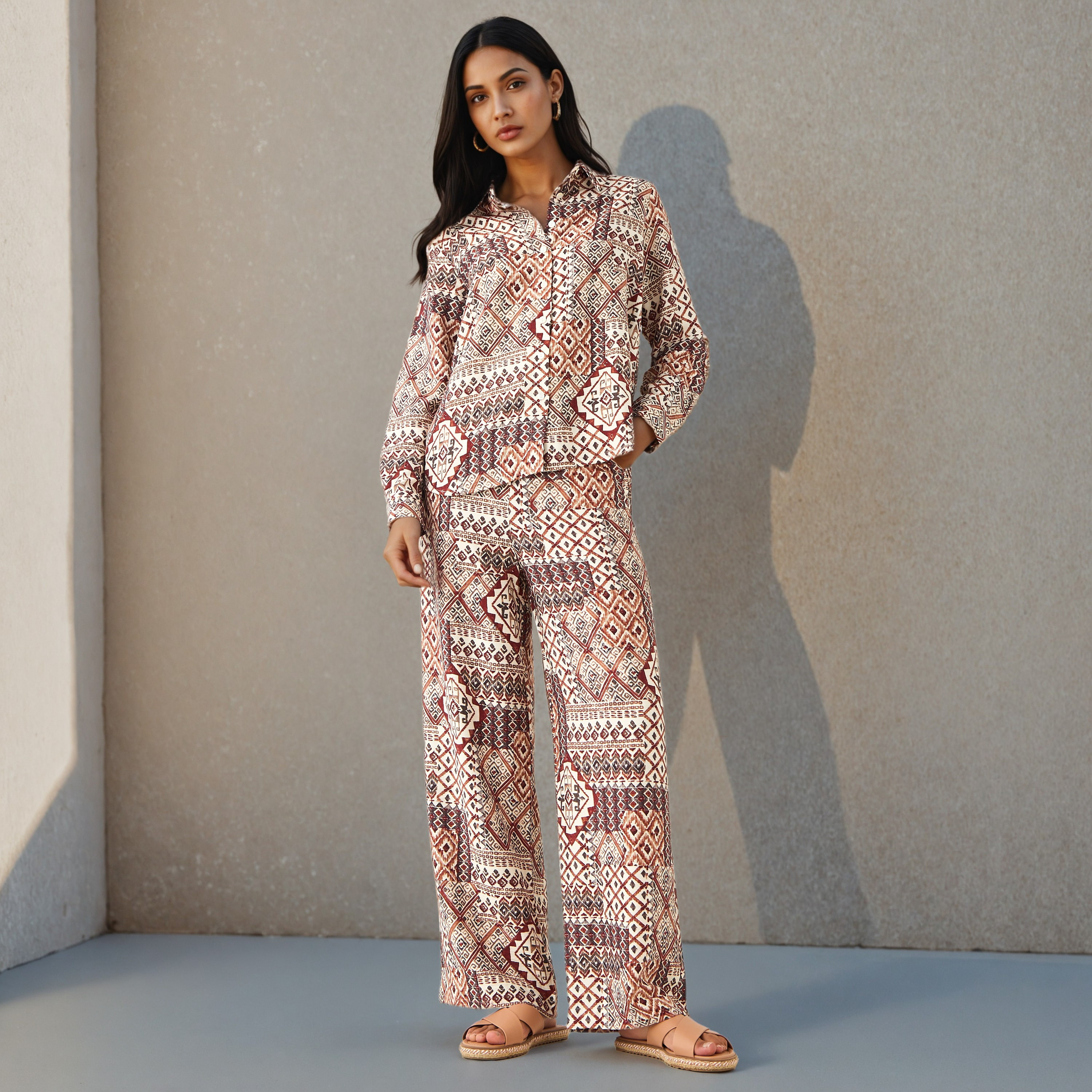 طقم قميص وبنطلون واسع الساقين-women-clothing-coordsets-image-1