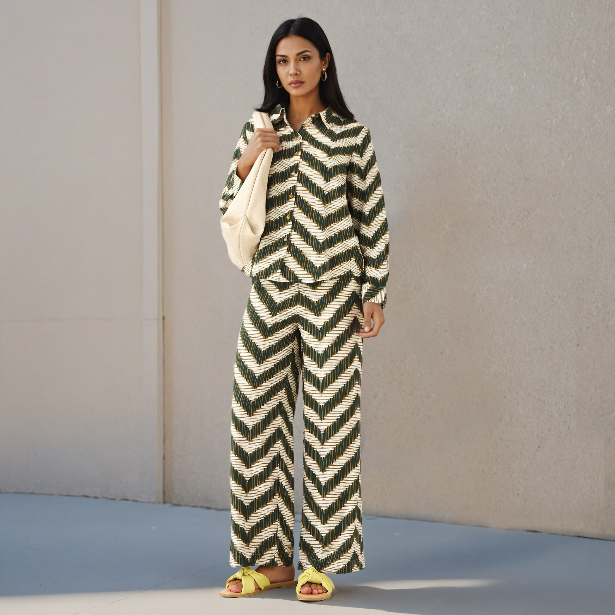 Coord Set with Shirt & Wide Leg Pants-women-clothing-coordsets-image-1