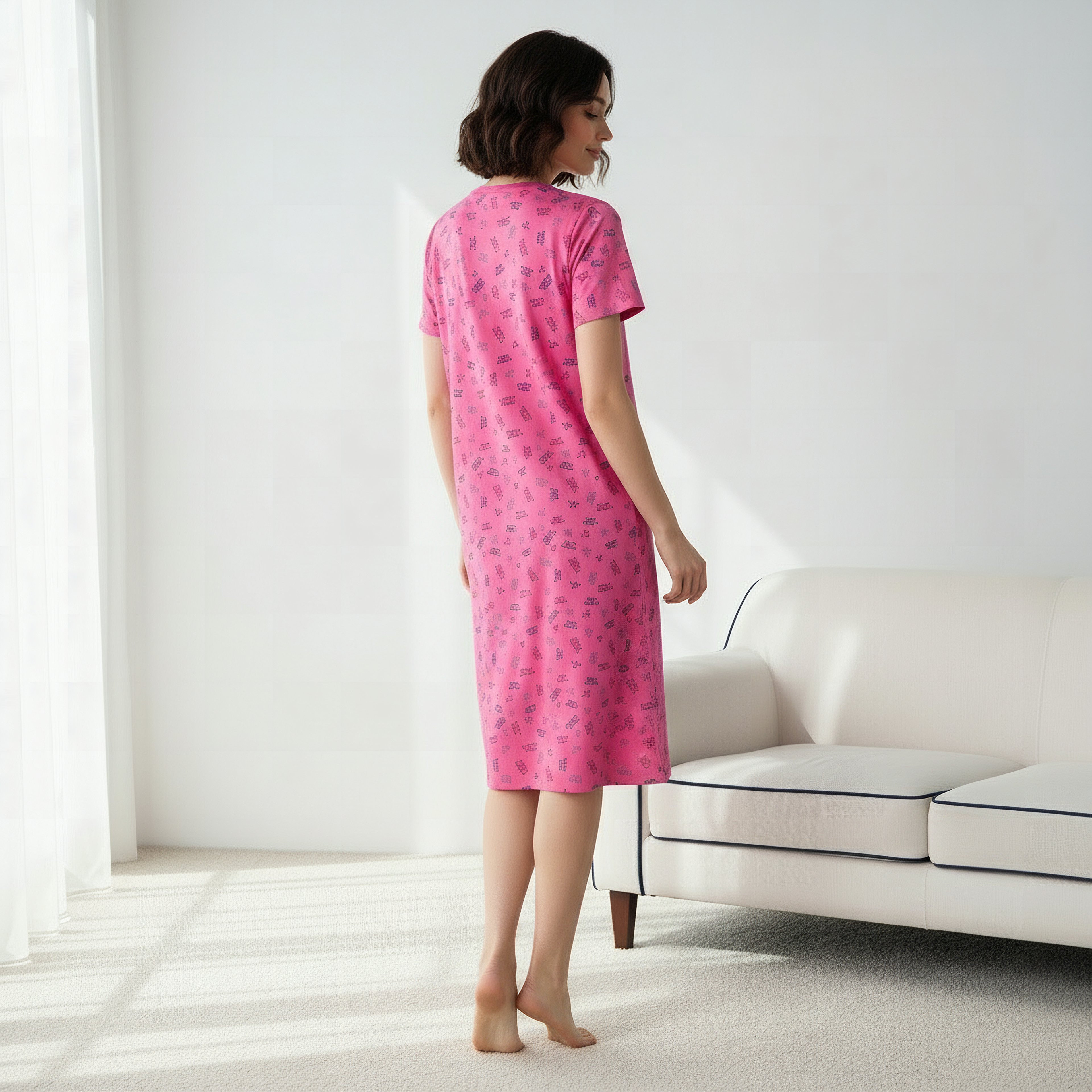 Night Dress Short Sleeves Printed-women-clothing-nightwear-nighties-image-3