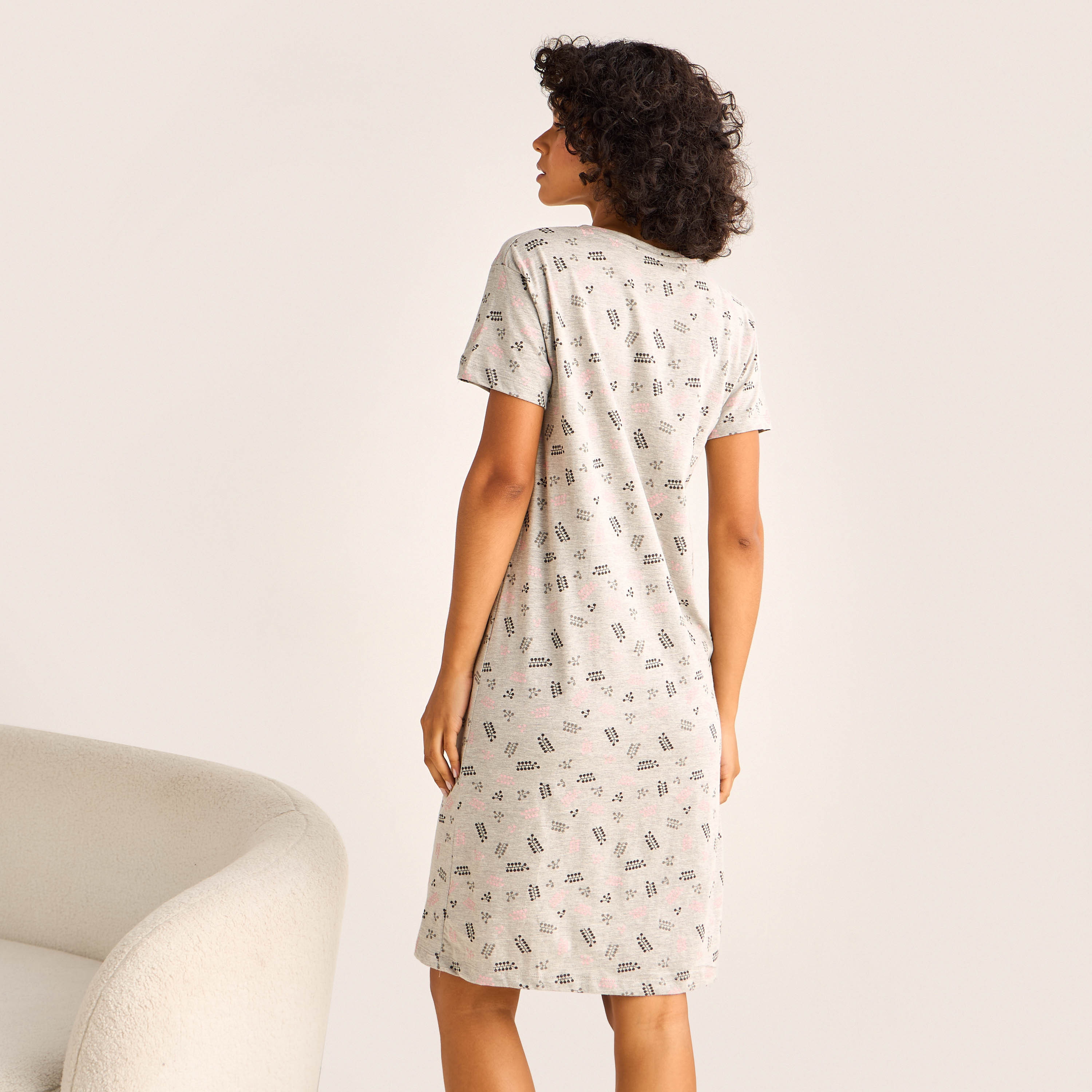 Night Dress Short Sleeves Printed-women-clothing-nightwear-nighties-image-3