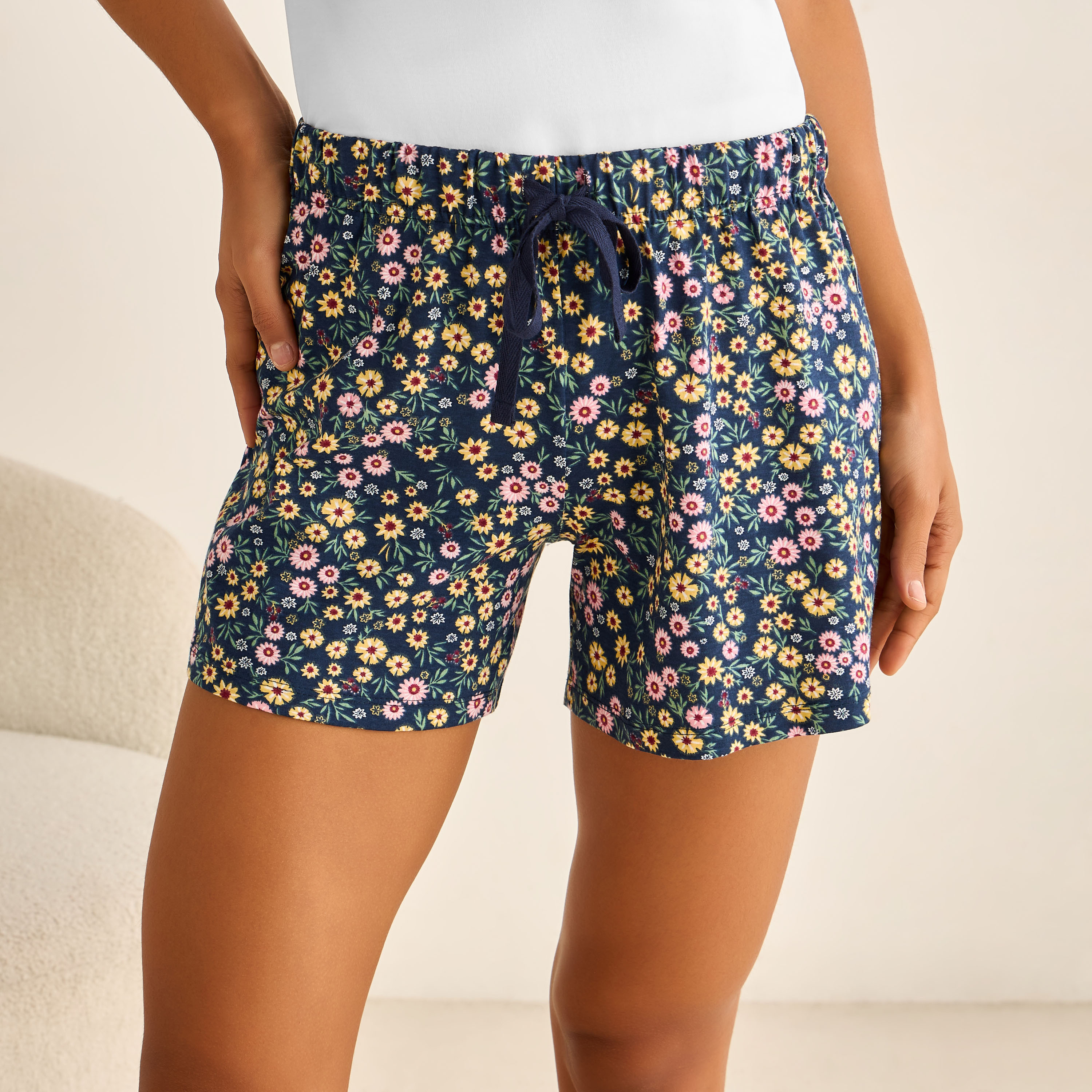 Set of 2 - Drawstring Waist Shorts-women-clothing-nightwear-pyjamas-bottoms-image-7