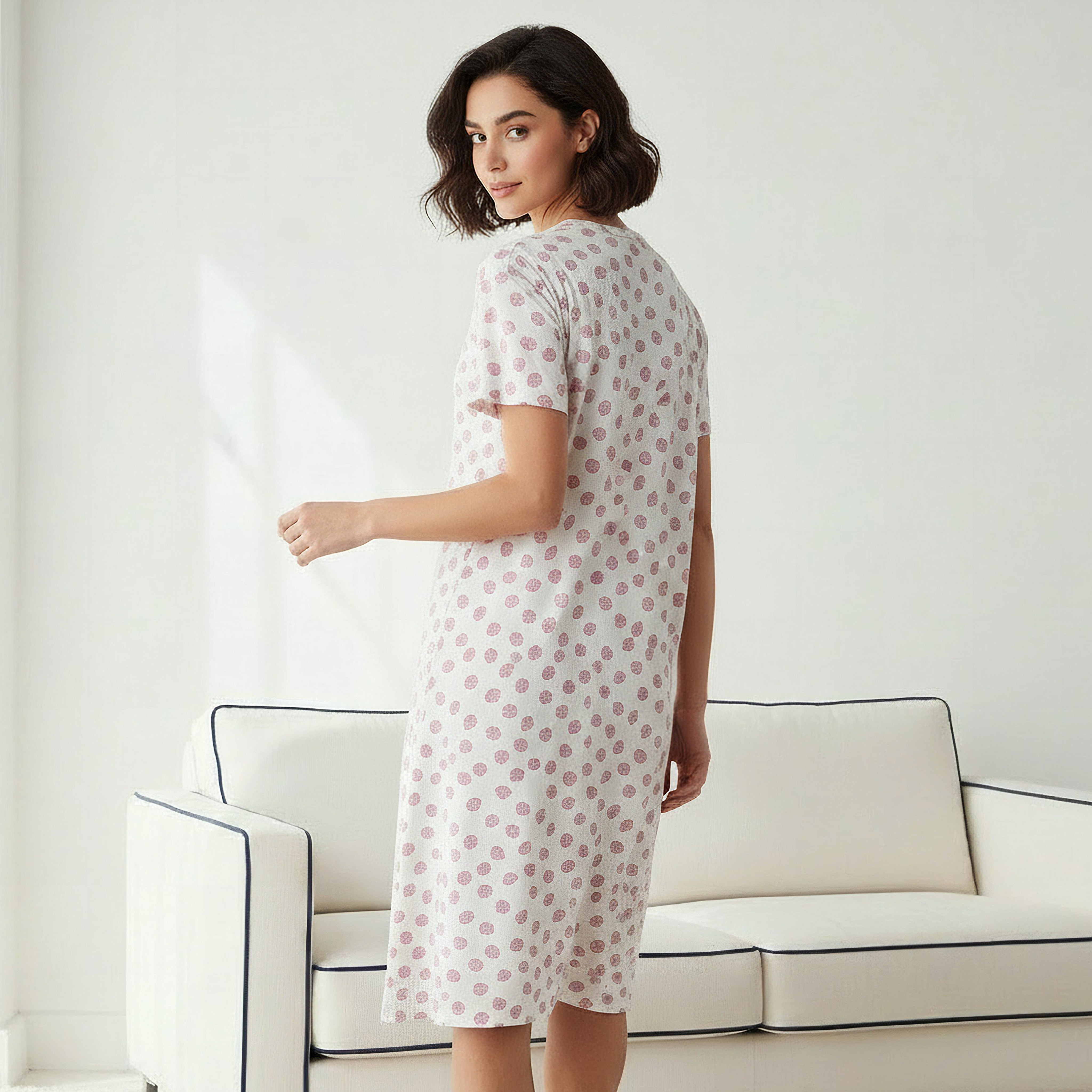 Printed Sleepshirt with Short Sleeves-women-clothing-nightwear-nighties-image-3