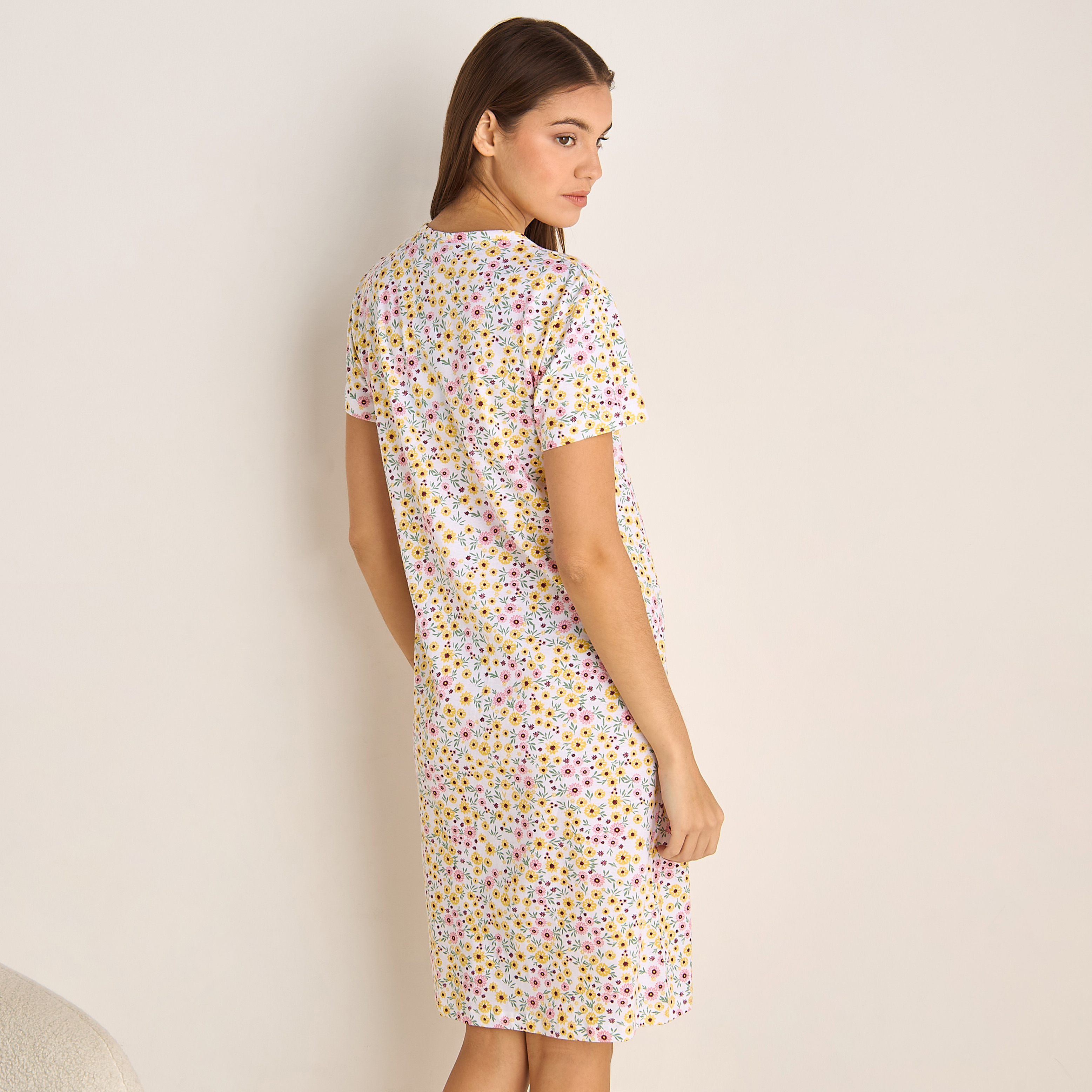 Printed Sleepshirt with Short Sleeves-women-clothing-nightwear-nighties-image-3
