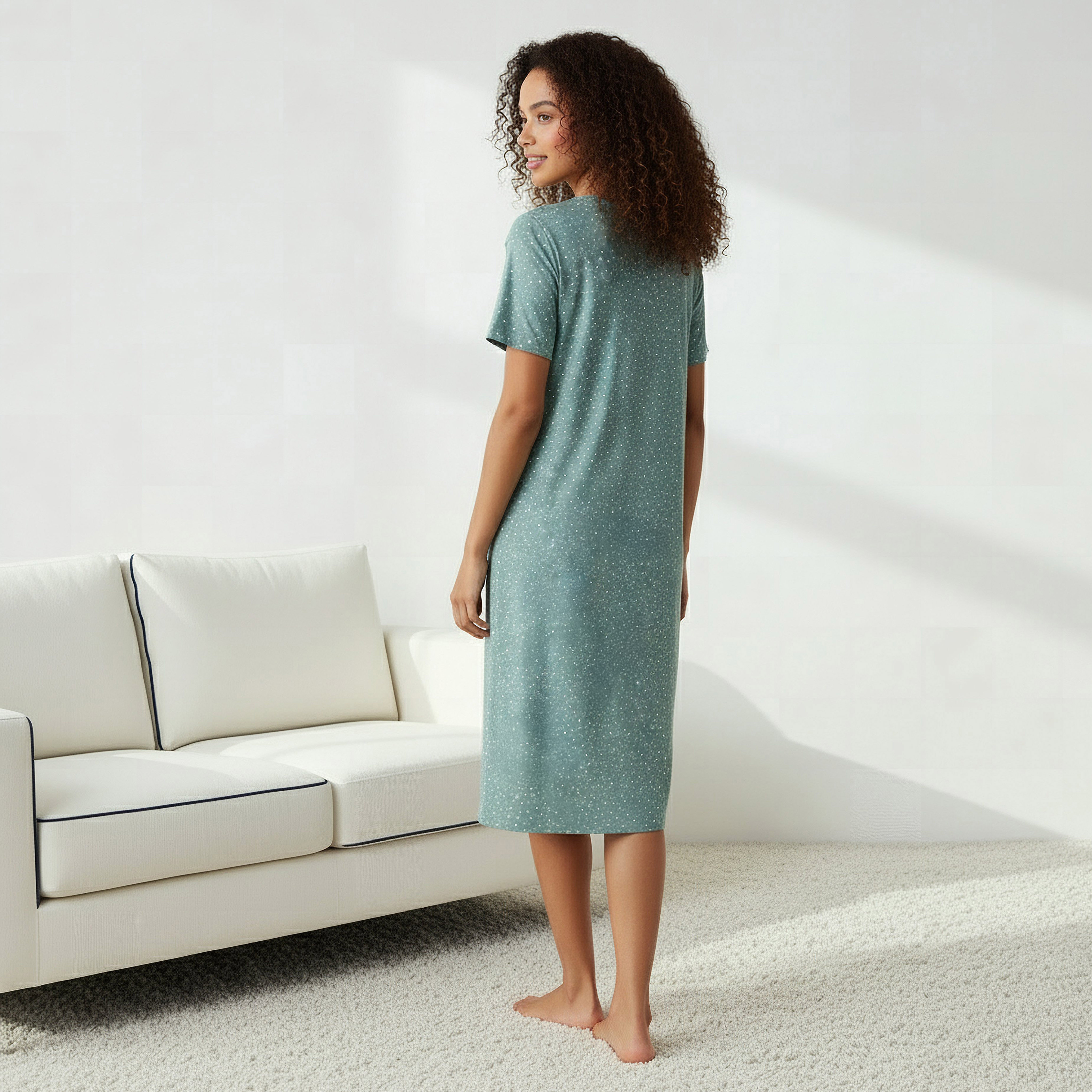 Printed Sleepshirt with Short Sleeves-women-clothing-nightwear-nighties-image-3