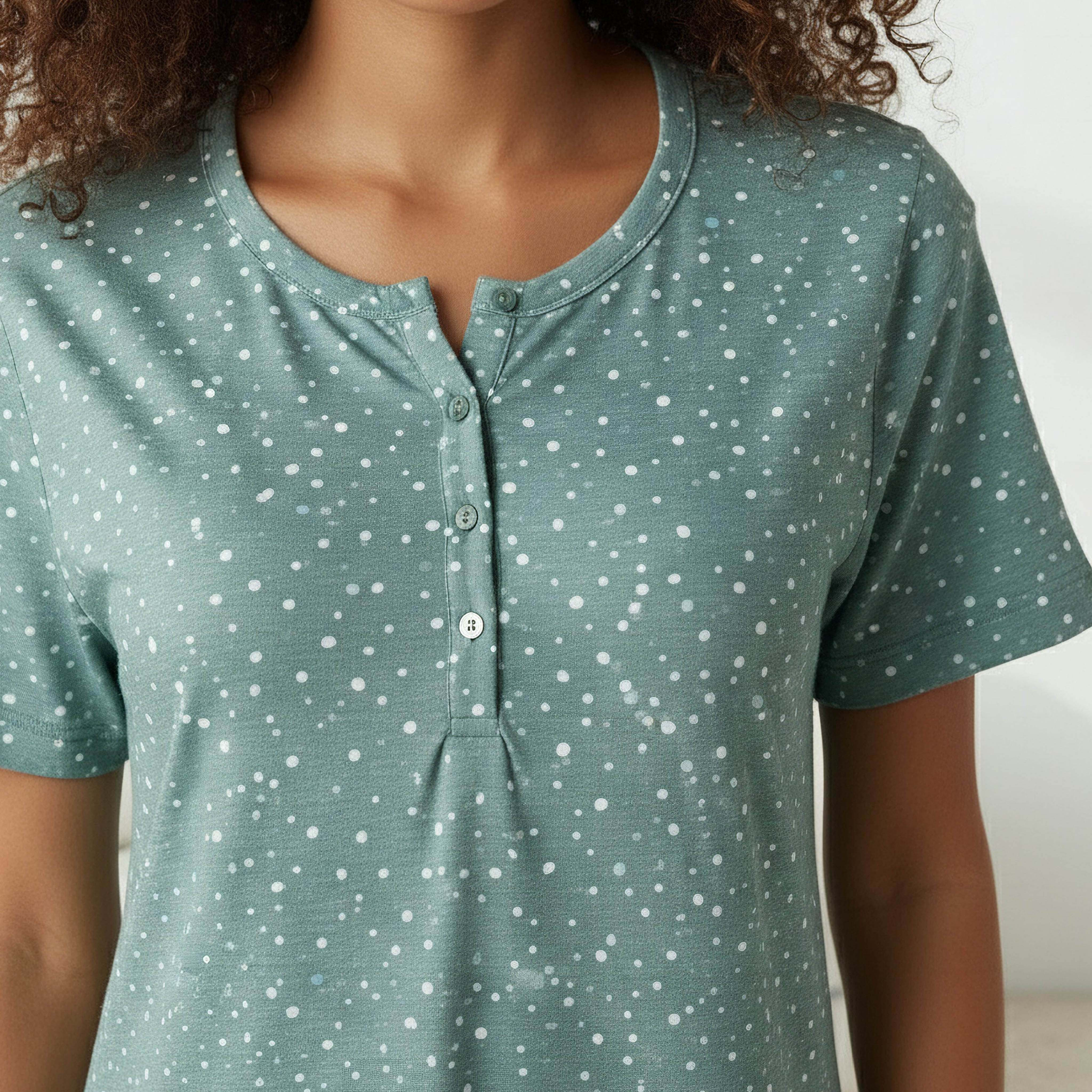 Printed Sleepshirt with Short Sleeves-women-clothing-nightwear-nighties-image-4