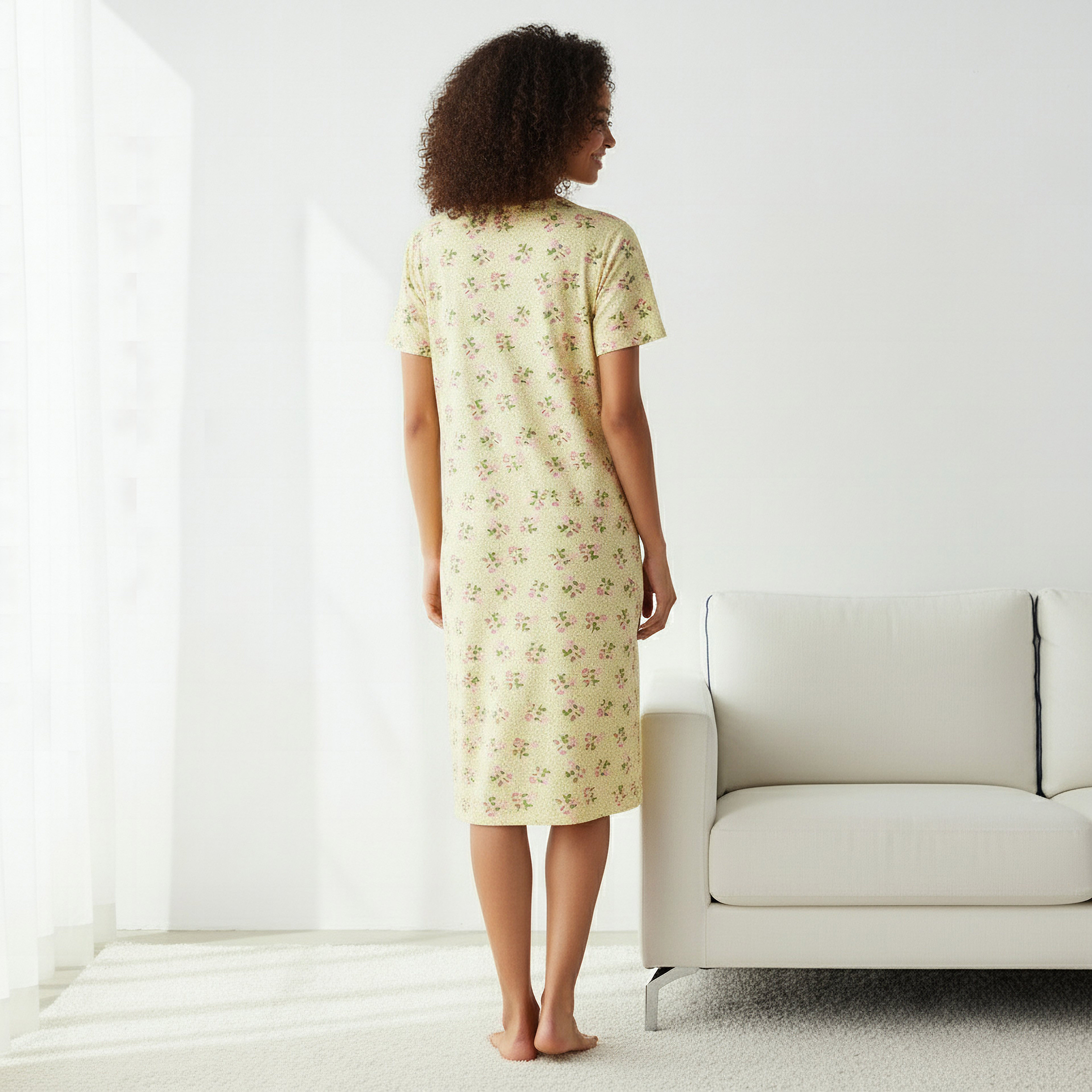 Floral Print Sleepshirt with Short Sleeves-women-clothing-nightwear-nighties-image-3