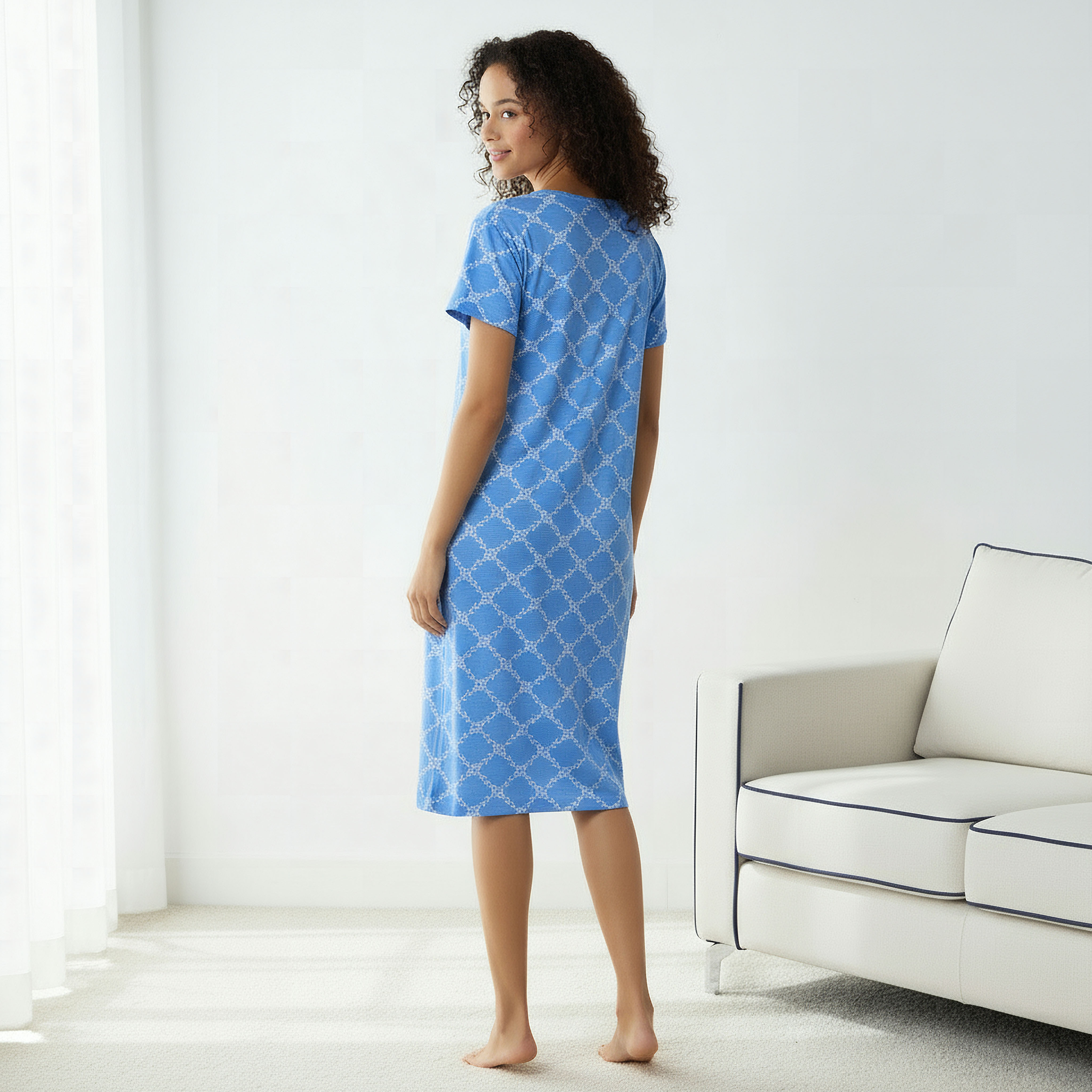 Printed Sleepshirt with Short Sleeves-women-clothing-nightwear-nighties-image-3