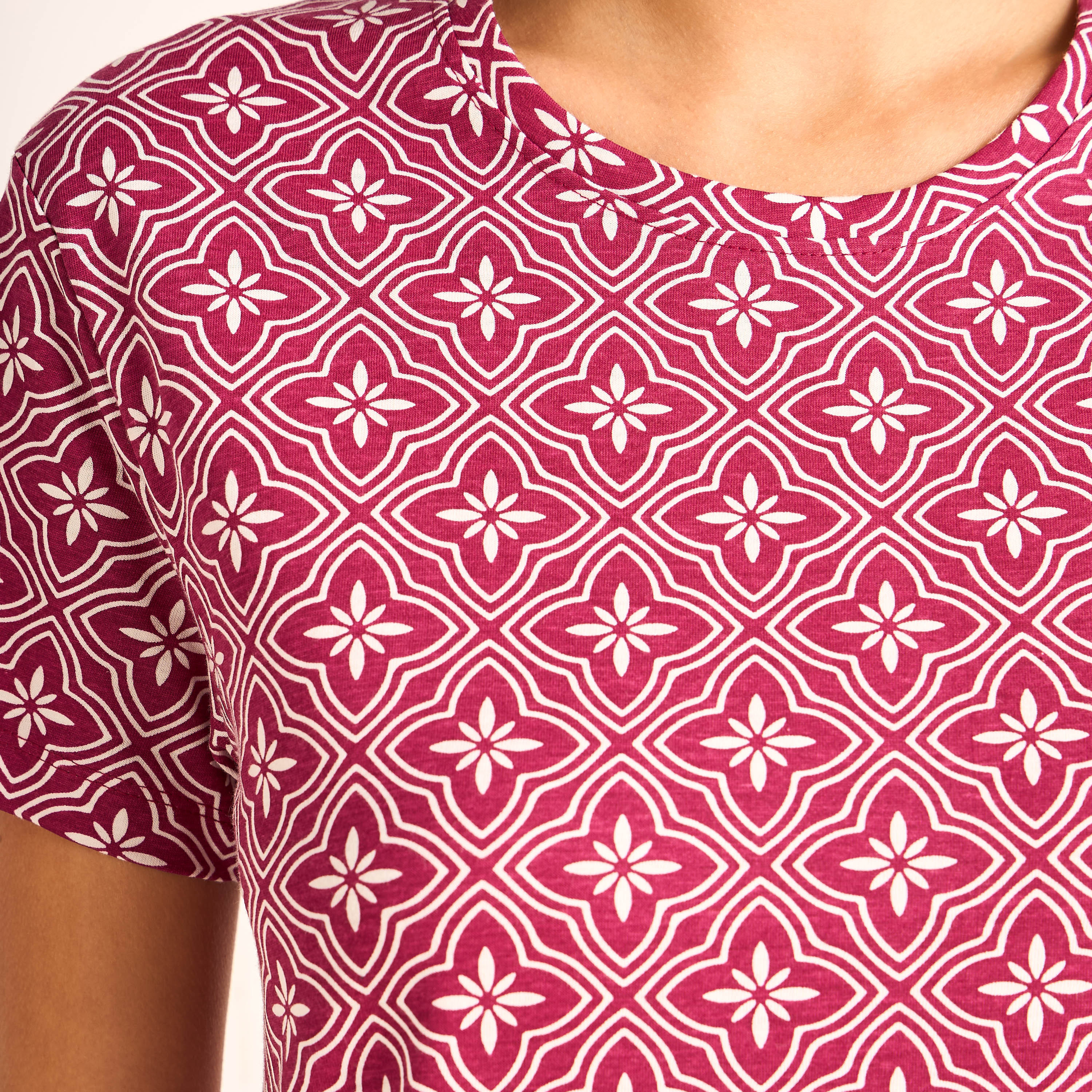 Printed Sleepshirt with Short Sleeves-women-clothing-nightwear-nighties-image-5
