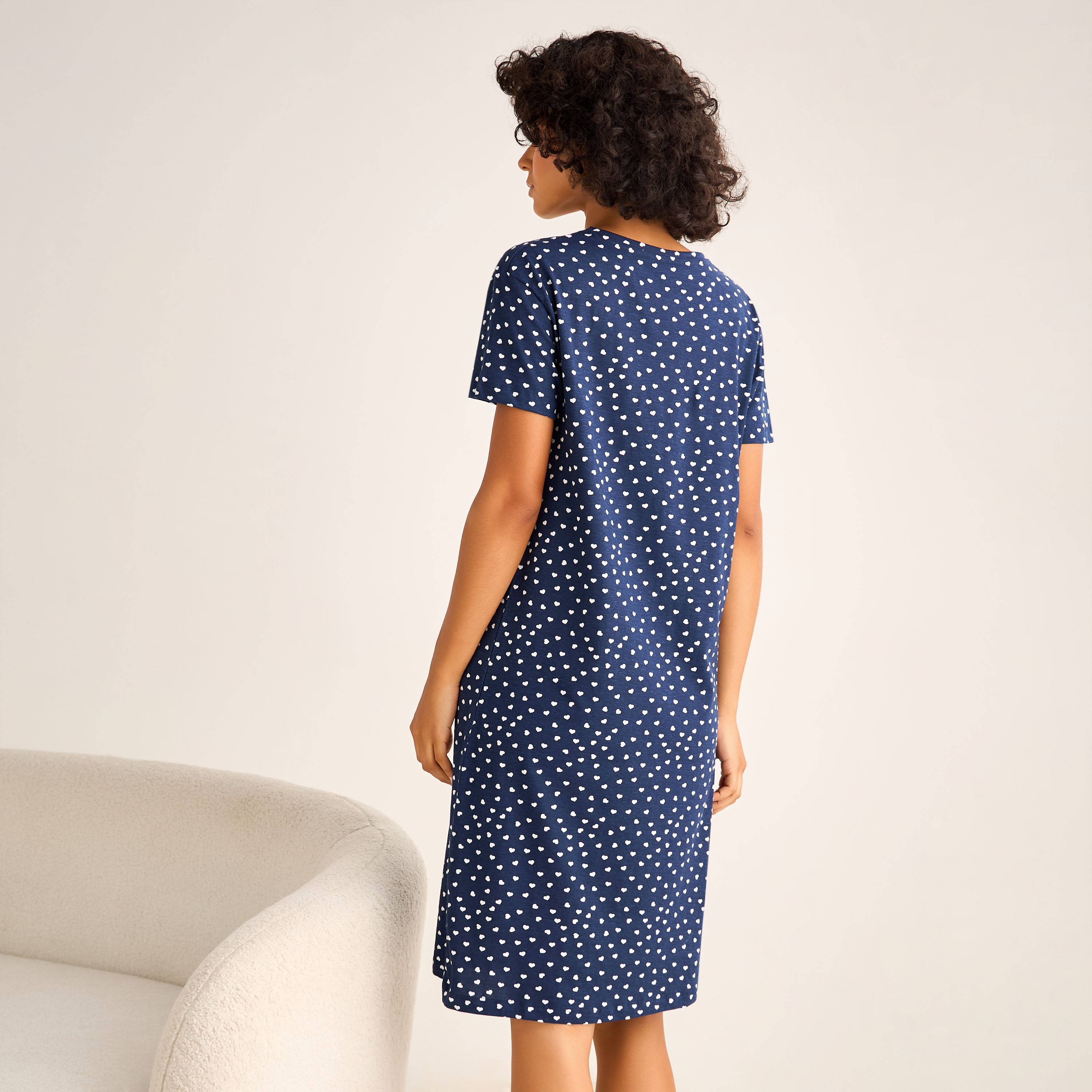 Printed Sleepshirt with Short Sleeves-women-clothing-nightwear-nighties-image-3
