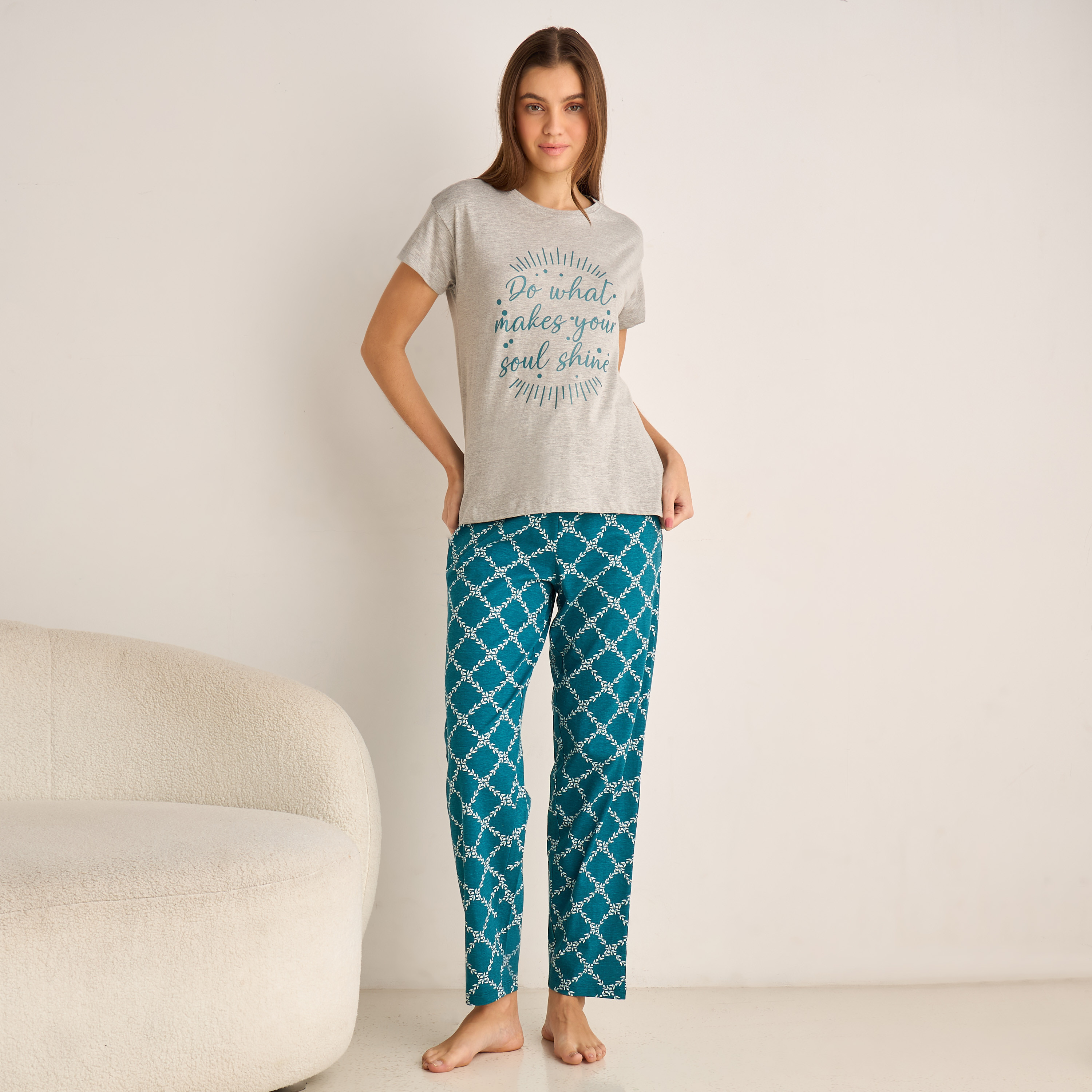 Pyjama Set Printed T-shirt & Pyjama-women-clothing-nightwear-pyjamas-longsets-image-1
