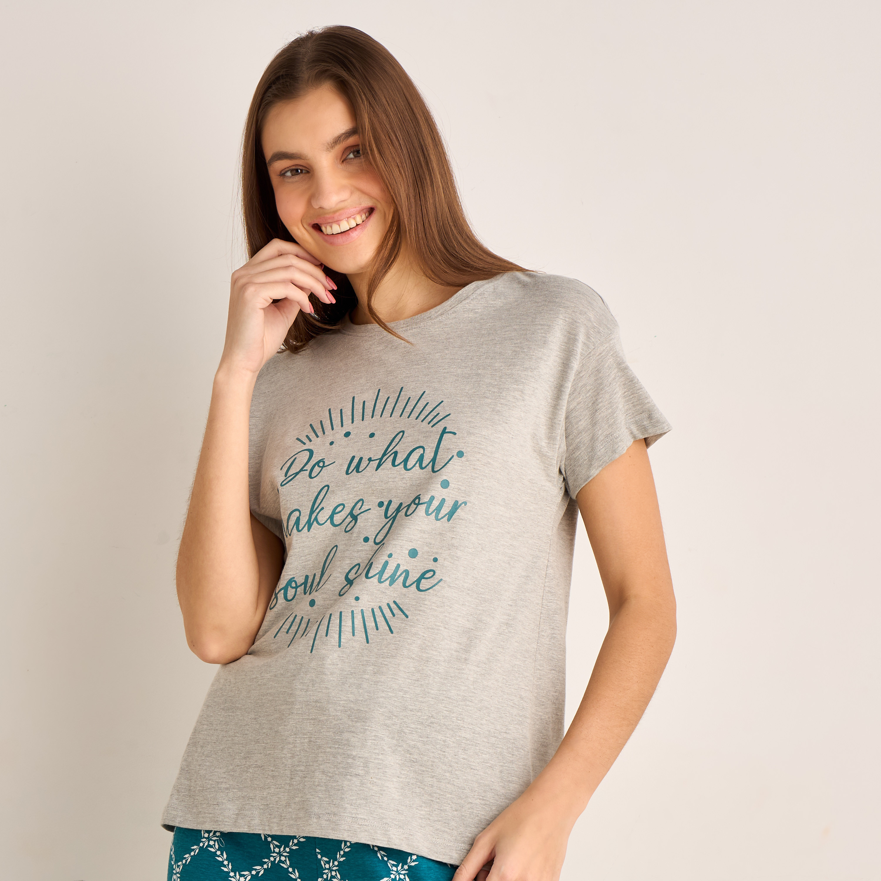 Pyjama Set Printed T-shirt & Pyjama-women-clothing-nightwear-pyjamas-longsets-image-2