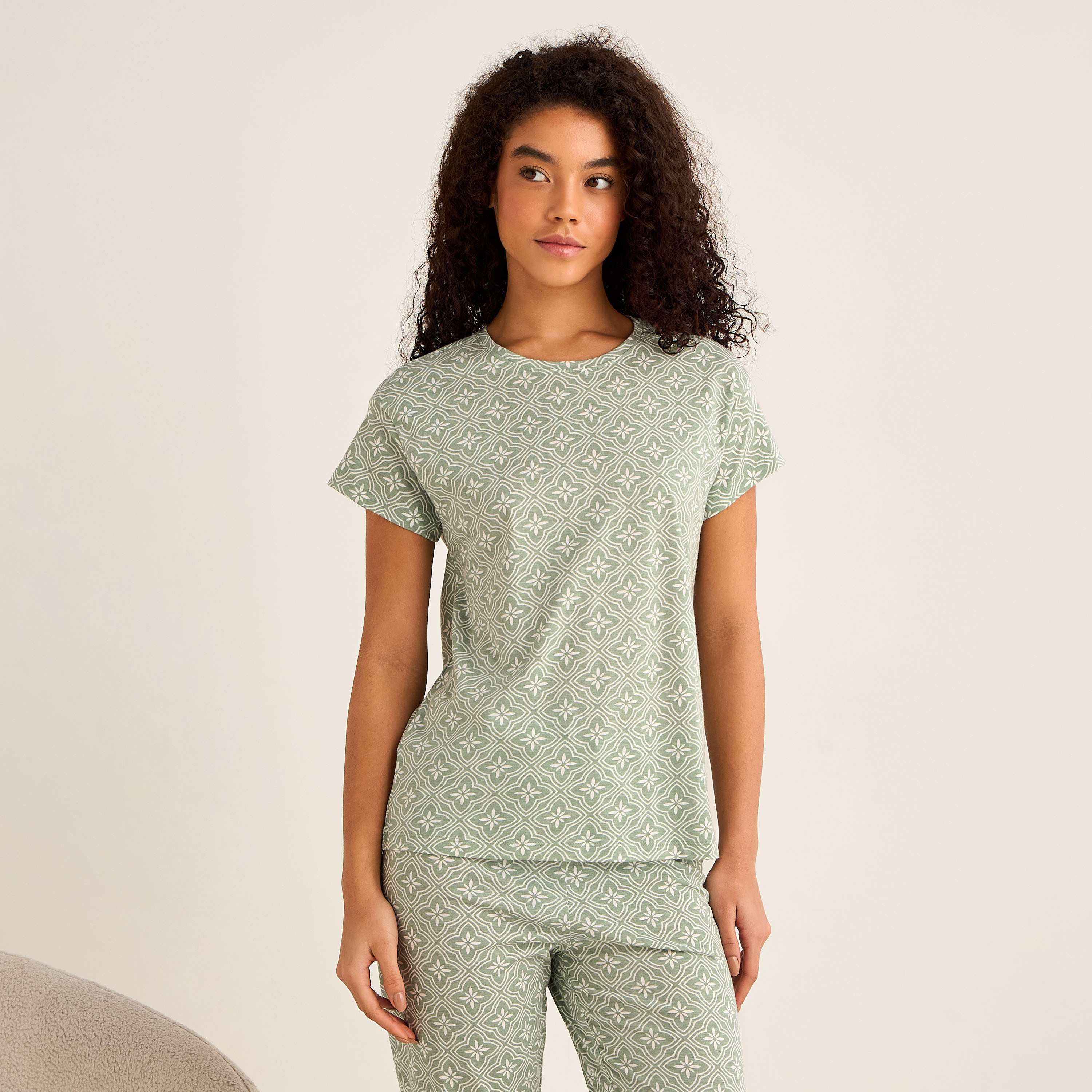 Pyjama Set Printed T-shirt & Pyjama-women-clothing-nightwear-pyjamas-longsets-image-2