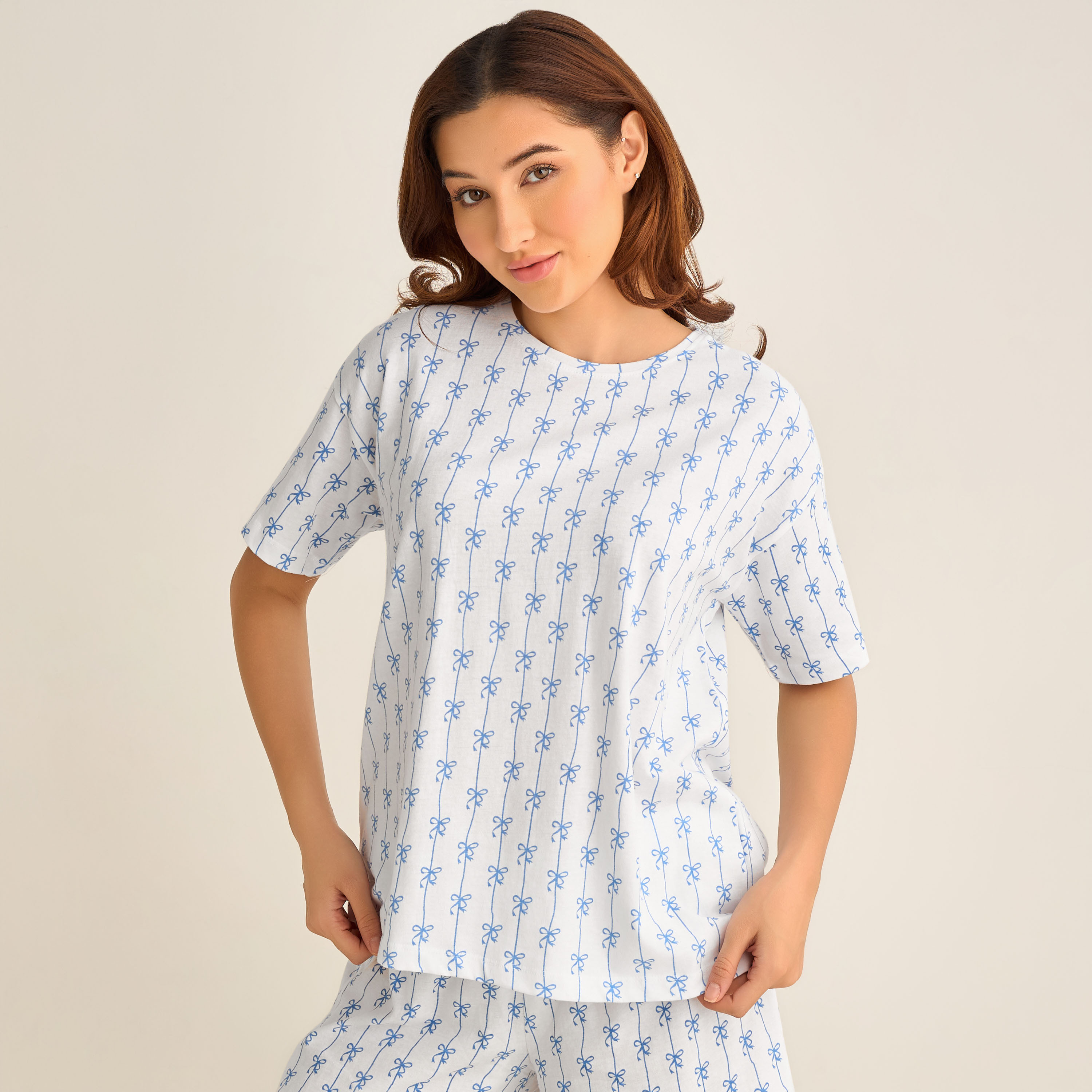 طقم بيجاما شورت تيشيرت مع شورت-women-clothing-nightwear-pyjamas-shortsets-image-6
