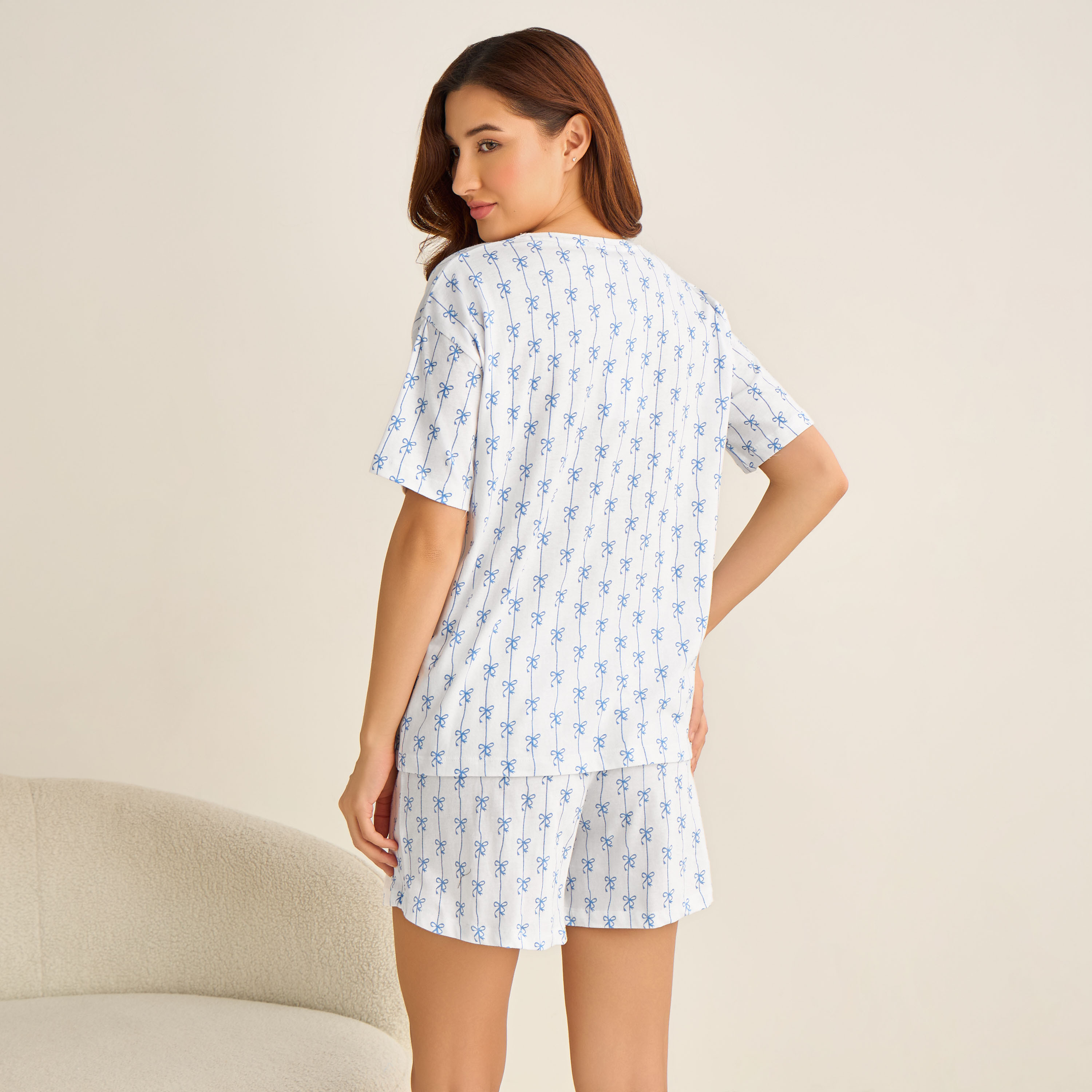 طقم بيجاما شورت تيشيرت مع شورت-women-clothing-nightwear-pyjamas-shortsets-image-5