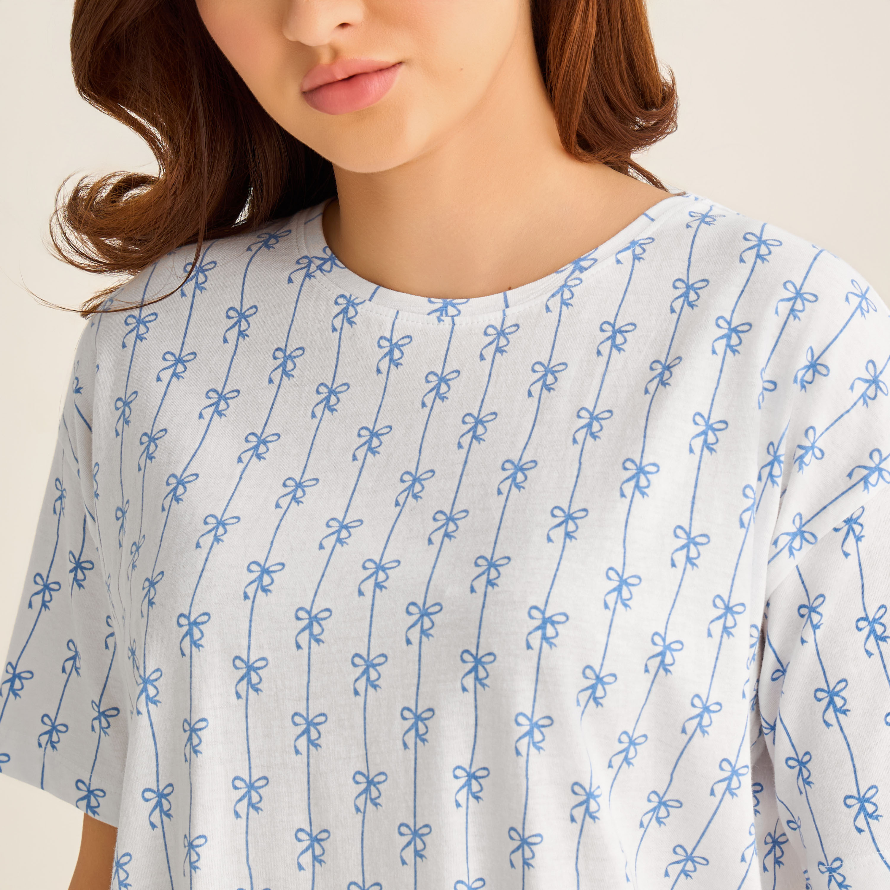 طقم بيجاما شورت تيشيرت مع شورت-women-clothing-nightwear-pyjamas-shortsets-image-3