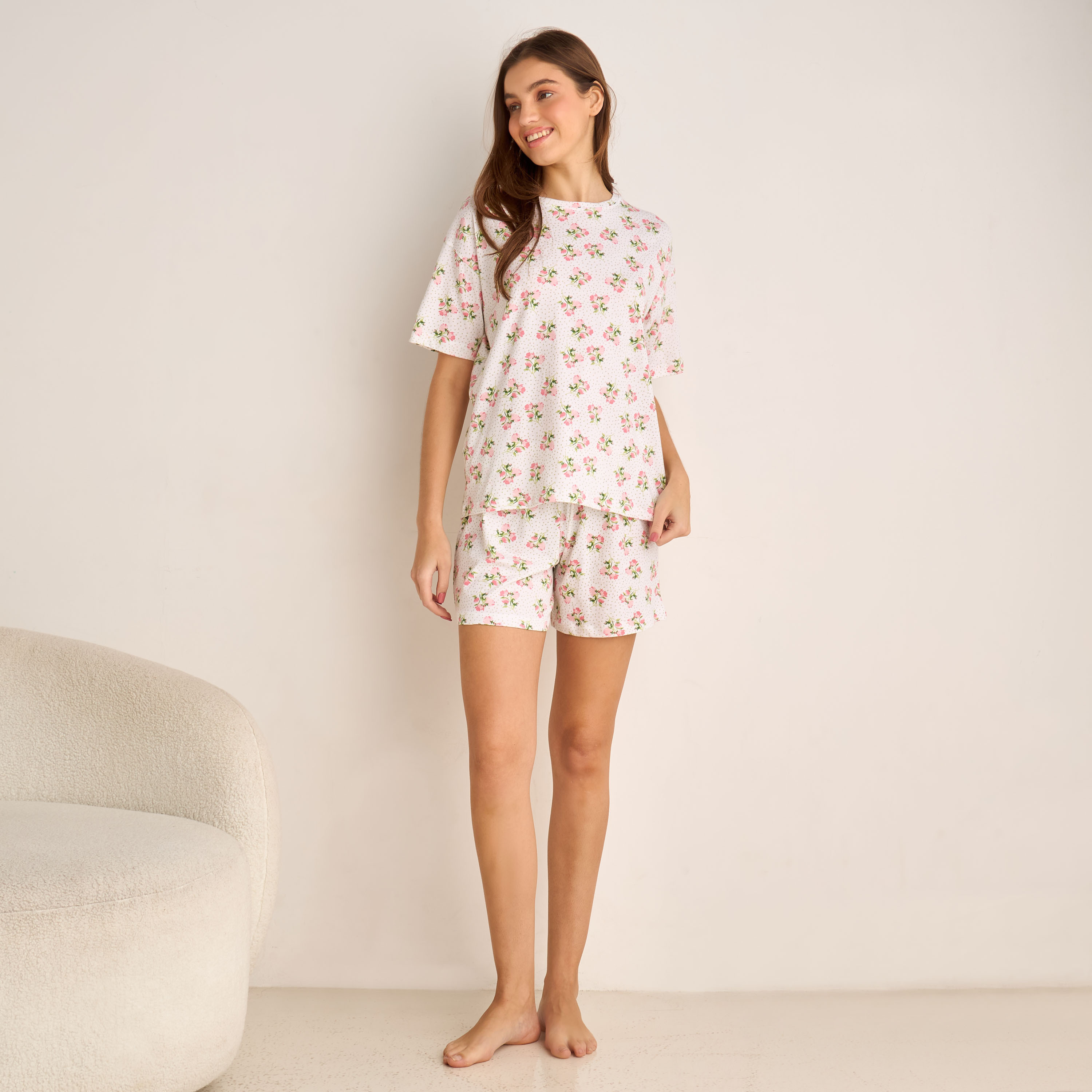 طقم بيجاما تيشيرت وشورت-women-clothing-nightwear-pyjamas-shortsets-image-6