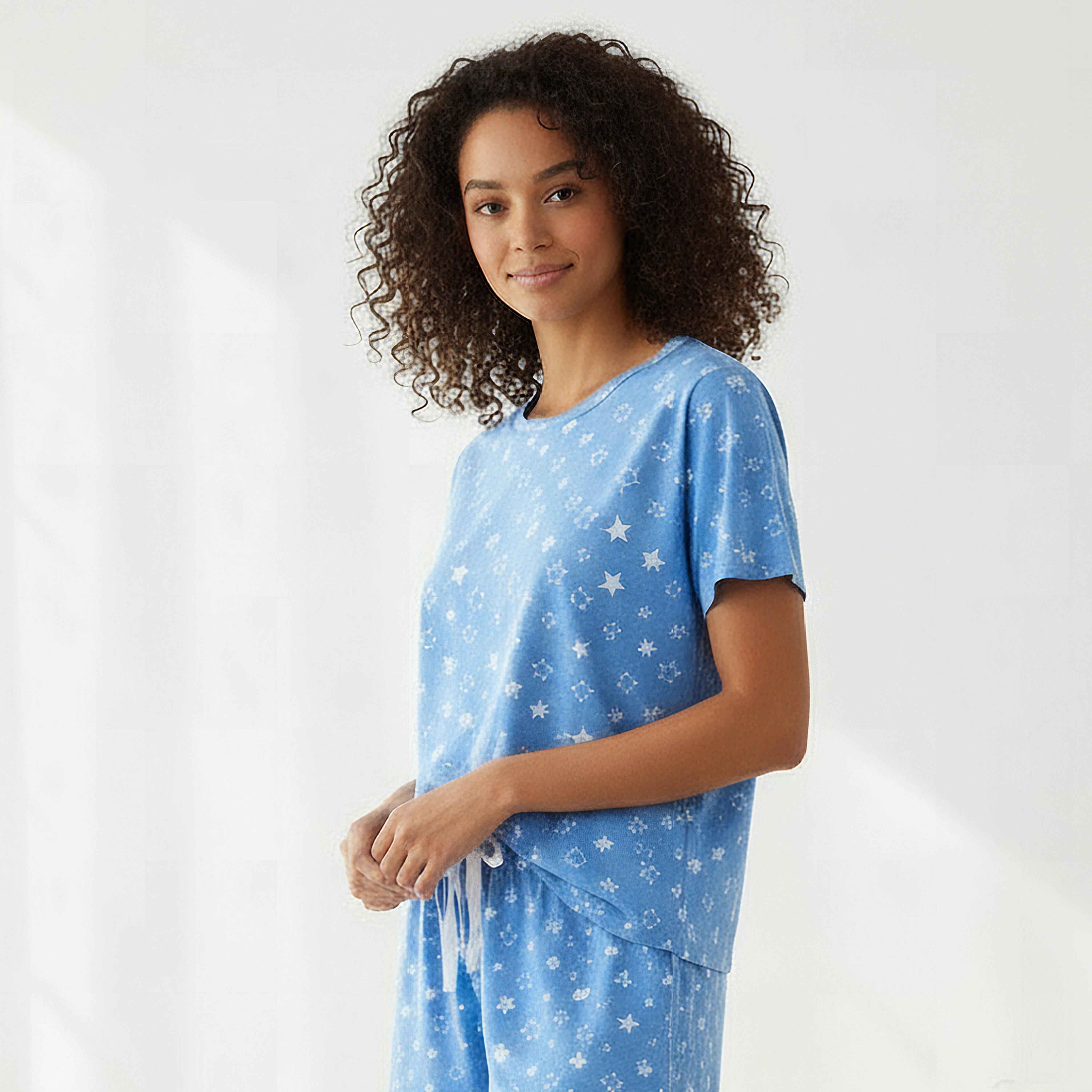 Pyjama Set Star Print T-shirt & Shorts-women-clothing-nightwear-pyjamas-shortsets-image-2