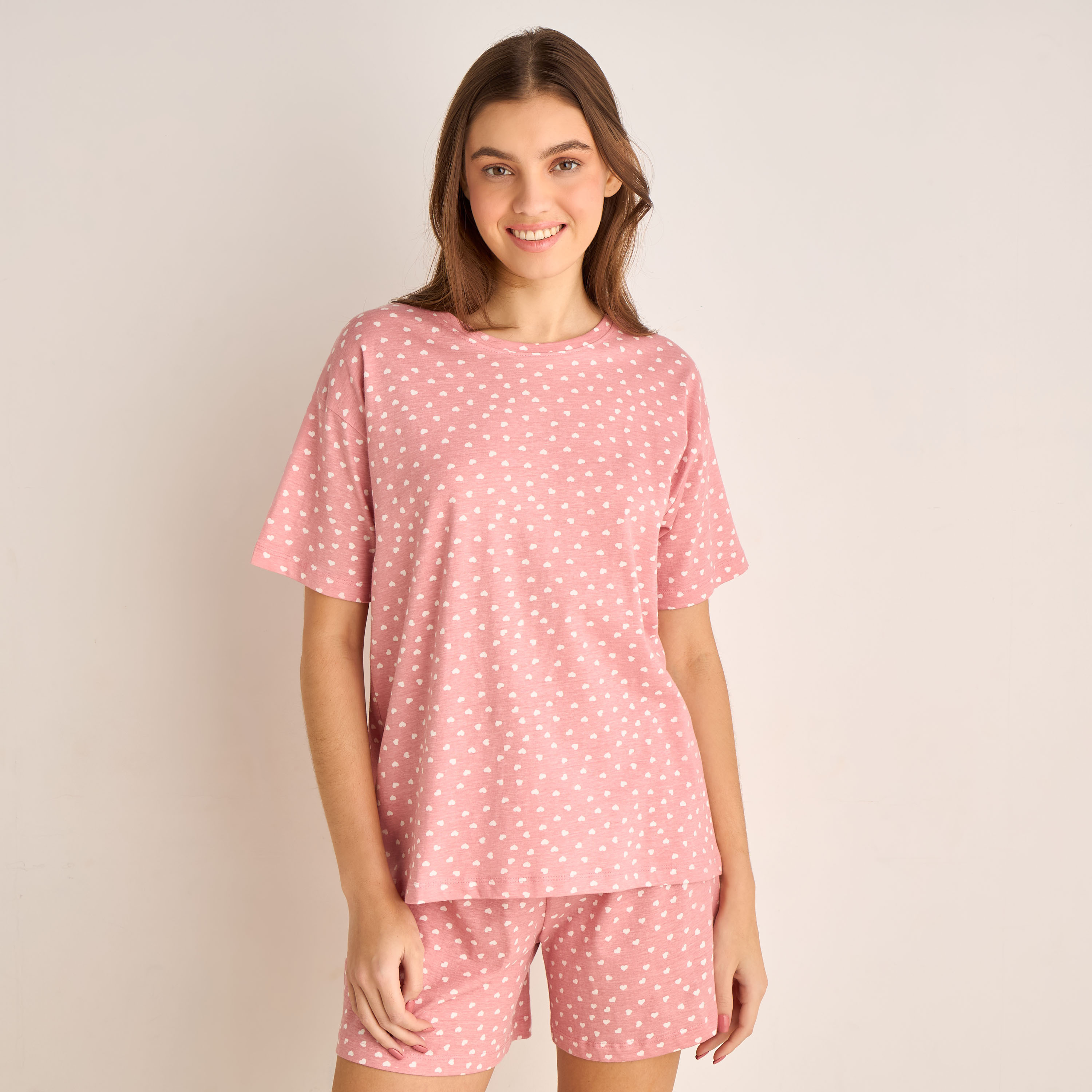 طقم بيجاما شورت تيشيرت مع شورت-women-clothing-nightwear-pyjamas-shortsets-image-5
