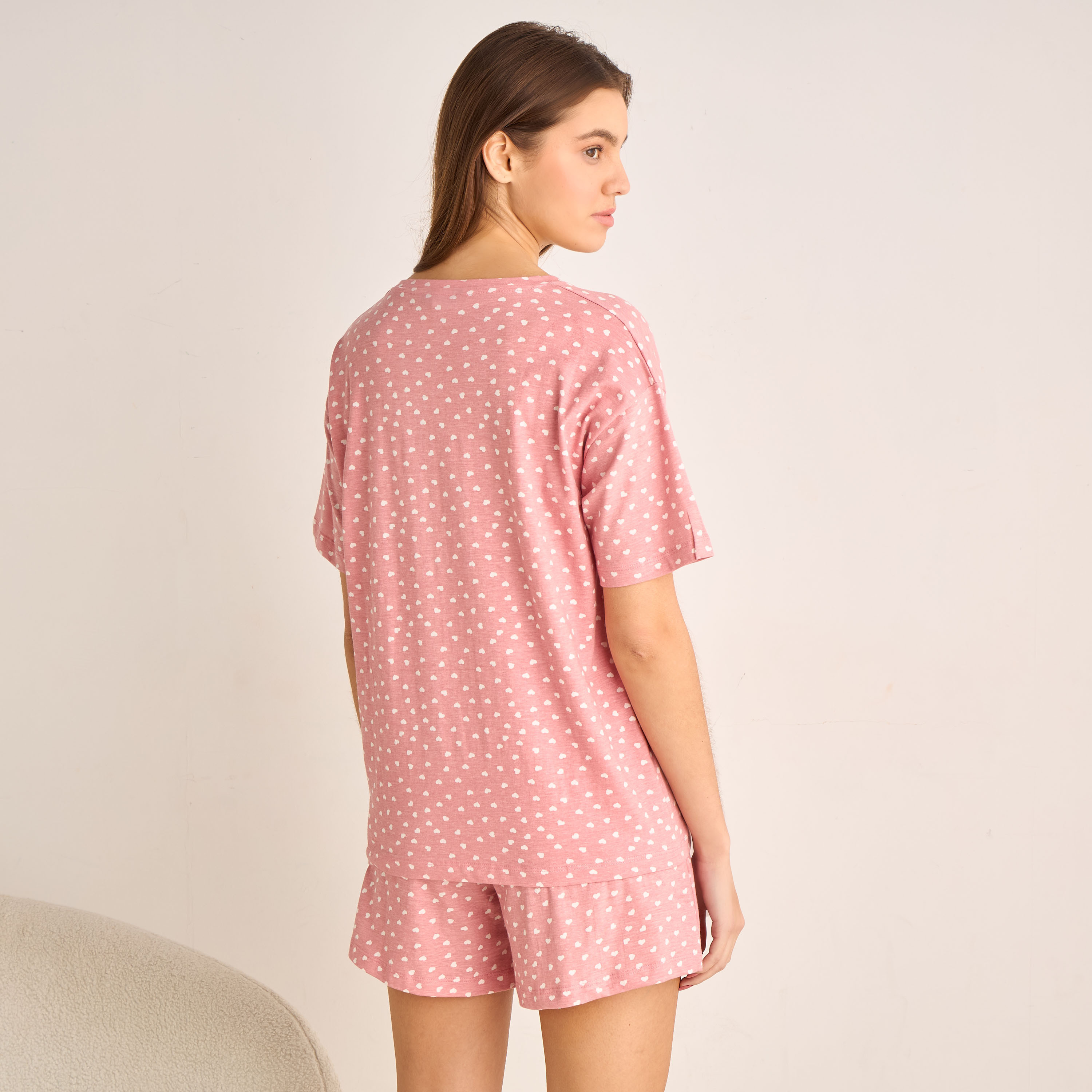طقم بيجاما شورت تيشيرت مع شورت-women-clothing-nightwear-pyjamas-shortsets-image-3
