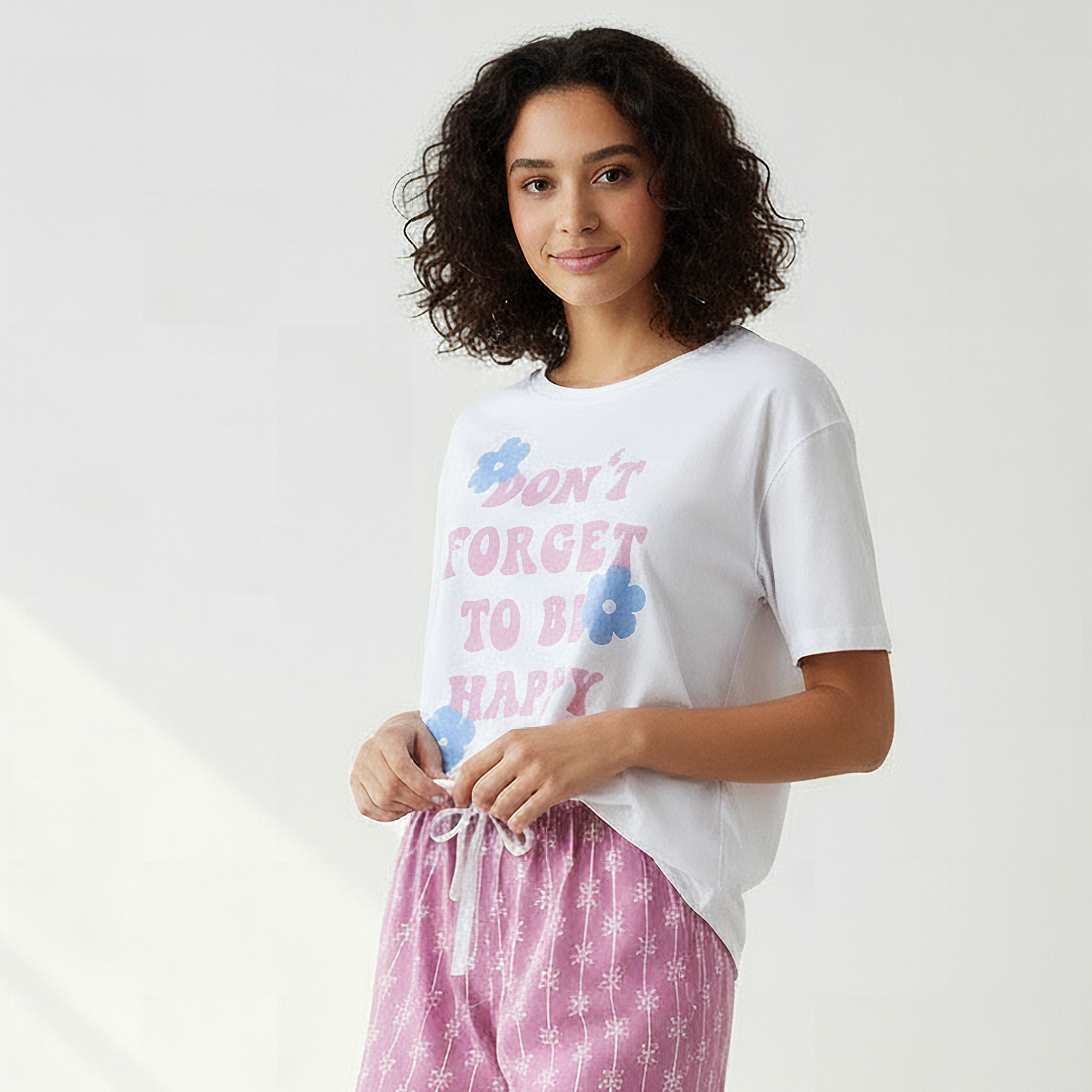 Pyjama Set Floral Print T-shirt & Pyjama-women-clothing-nightwear-pyjamas-longsets-image-2