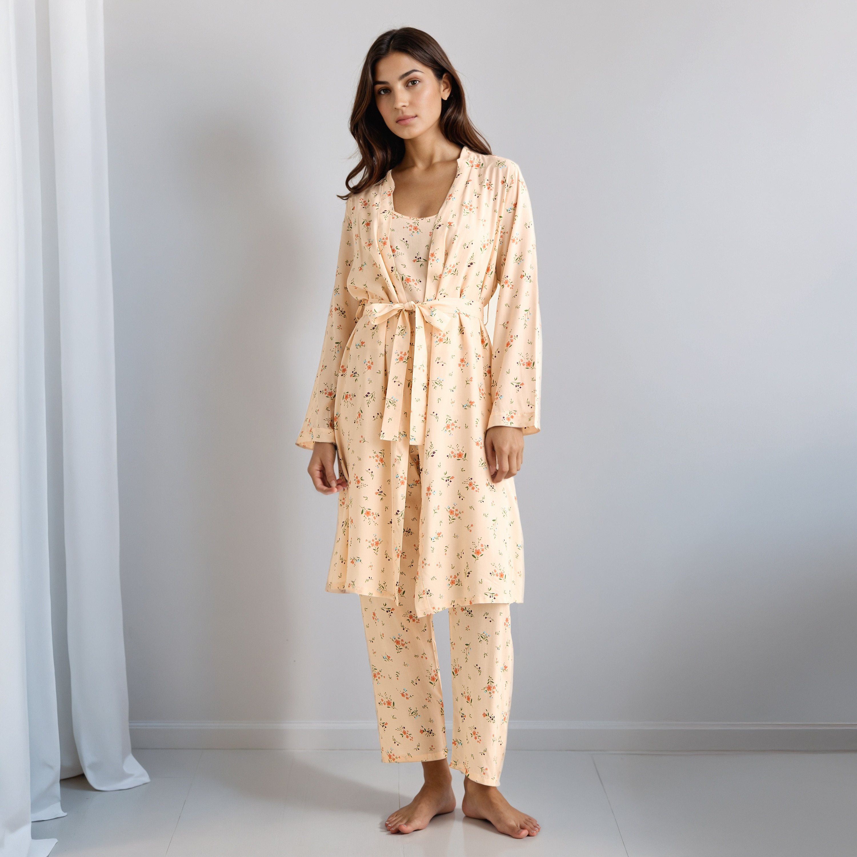 Pyjama Set with Robe Sleeveless Top & Pyjamas-women-clothing-nightwear-pyjamas-longsets-image-1