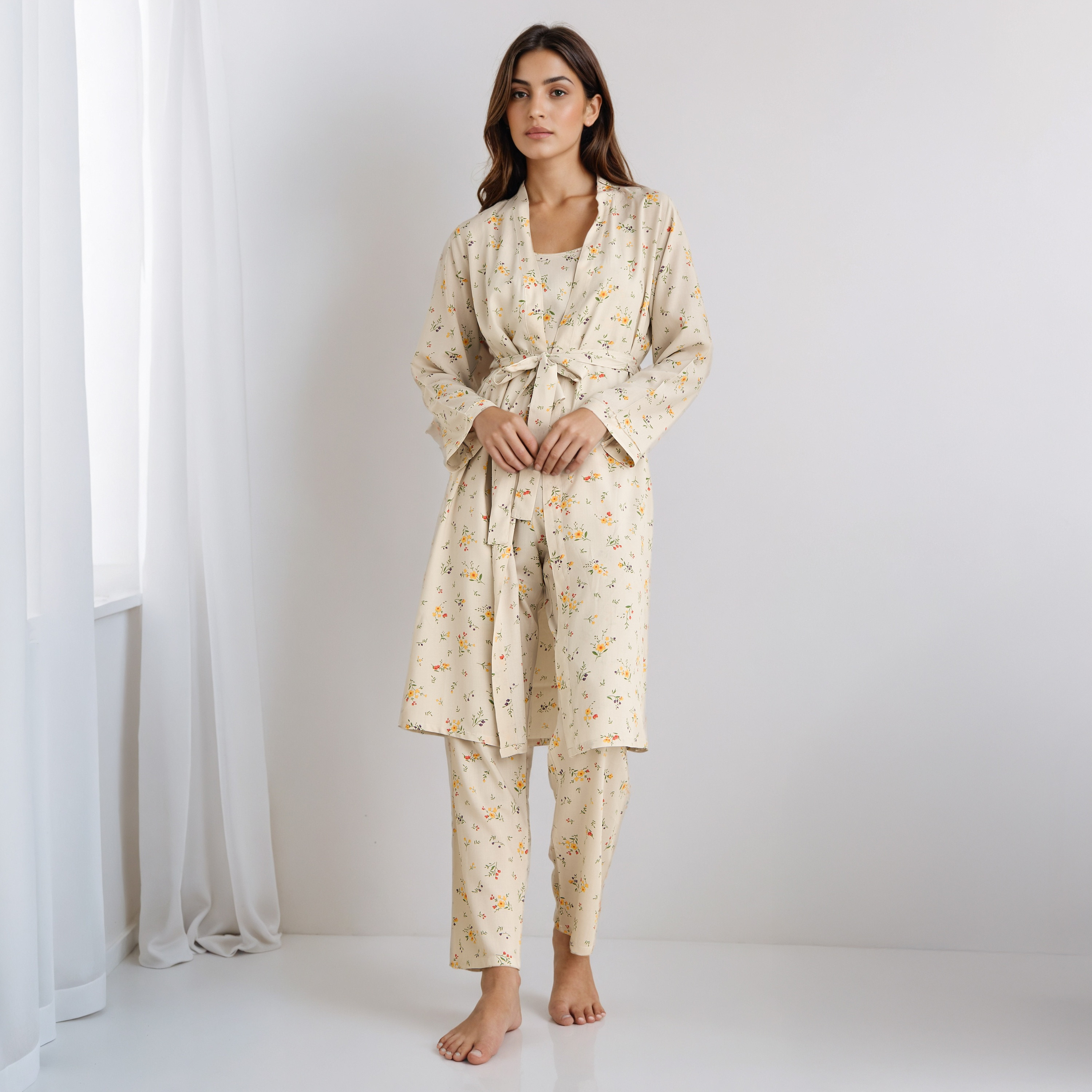 Pyjama Set with Robe Sleeveless Top & Pyjamas-women-clothing-nightwear-pyjamas-longsets-image-1