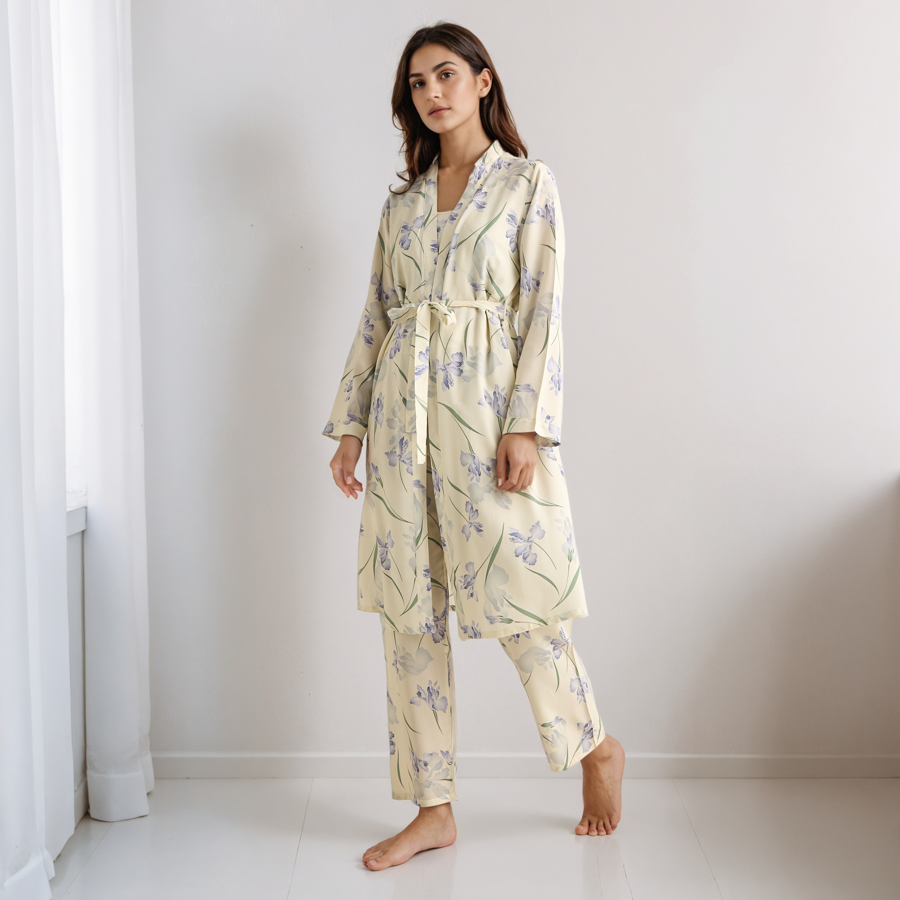 Pyjama Set with Robe Sleeveless Top & Pyjamas-women-clothing-nightwear-pyjamas-longsets-image-1