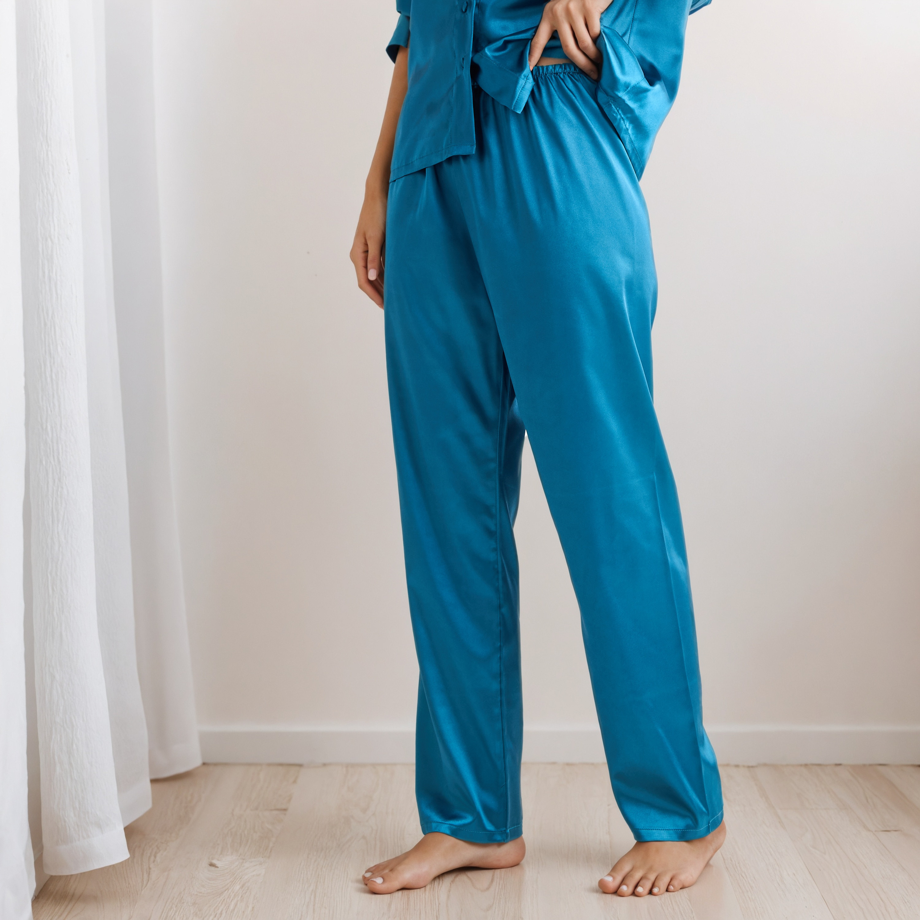 Pyjama Set Button-Down Shirt & Trousers-women-clothing-nightwear-pyjamas-longsets-image-3