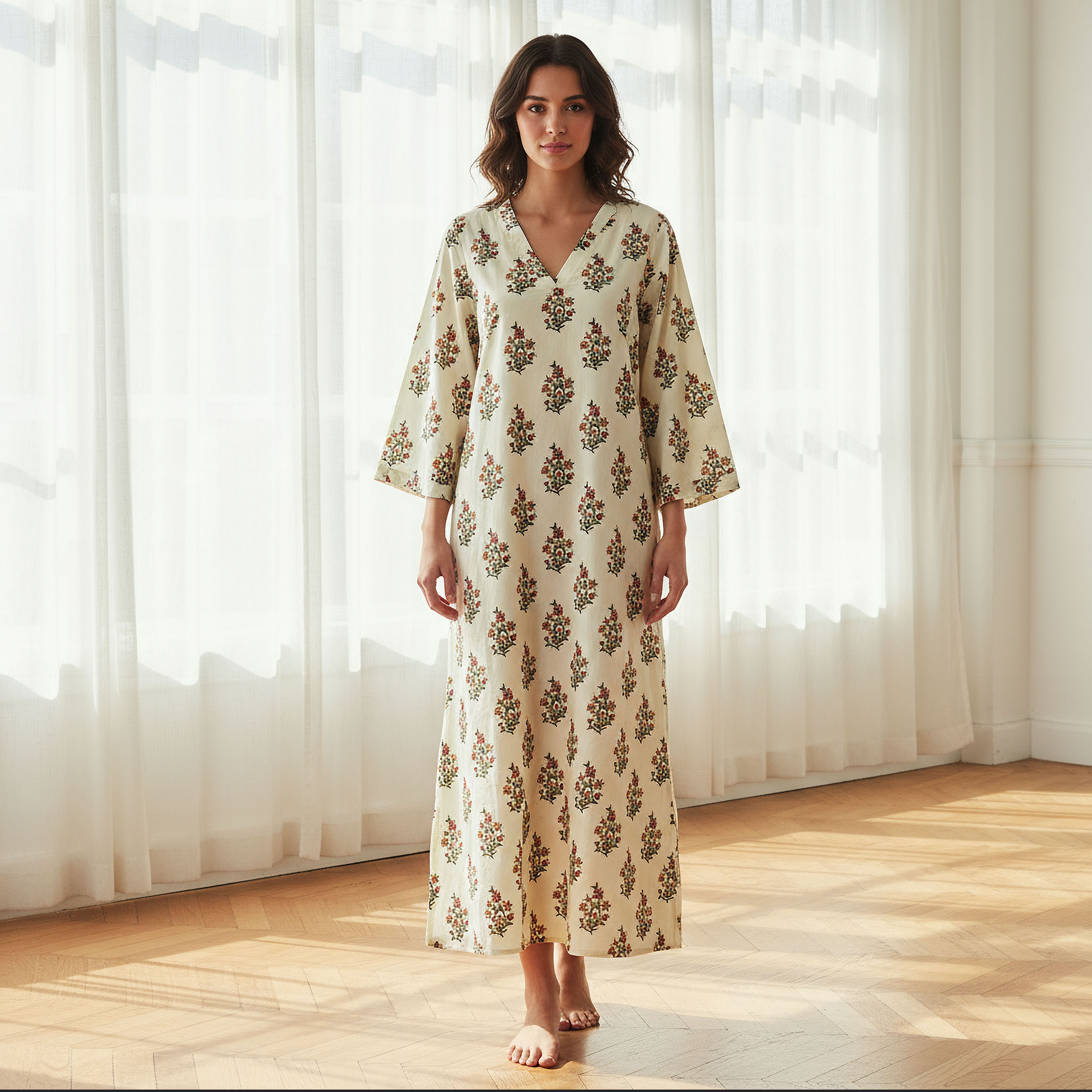 Night Dress Long Sleeves Printed Cotton-PROMO_SP_AE_2FOR149_110625-image-1