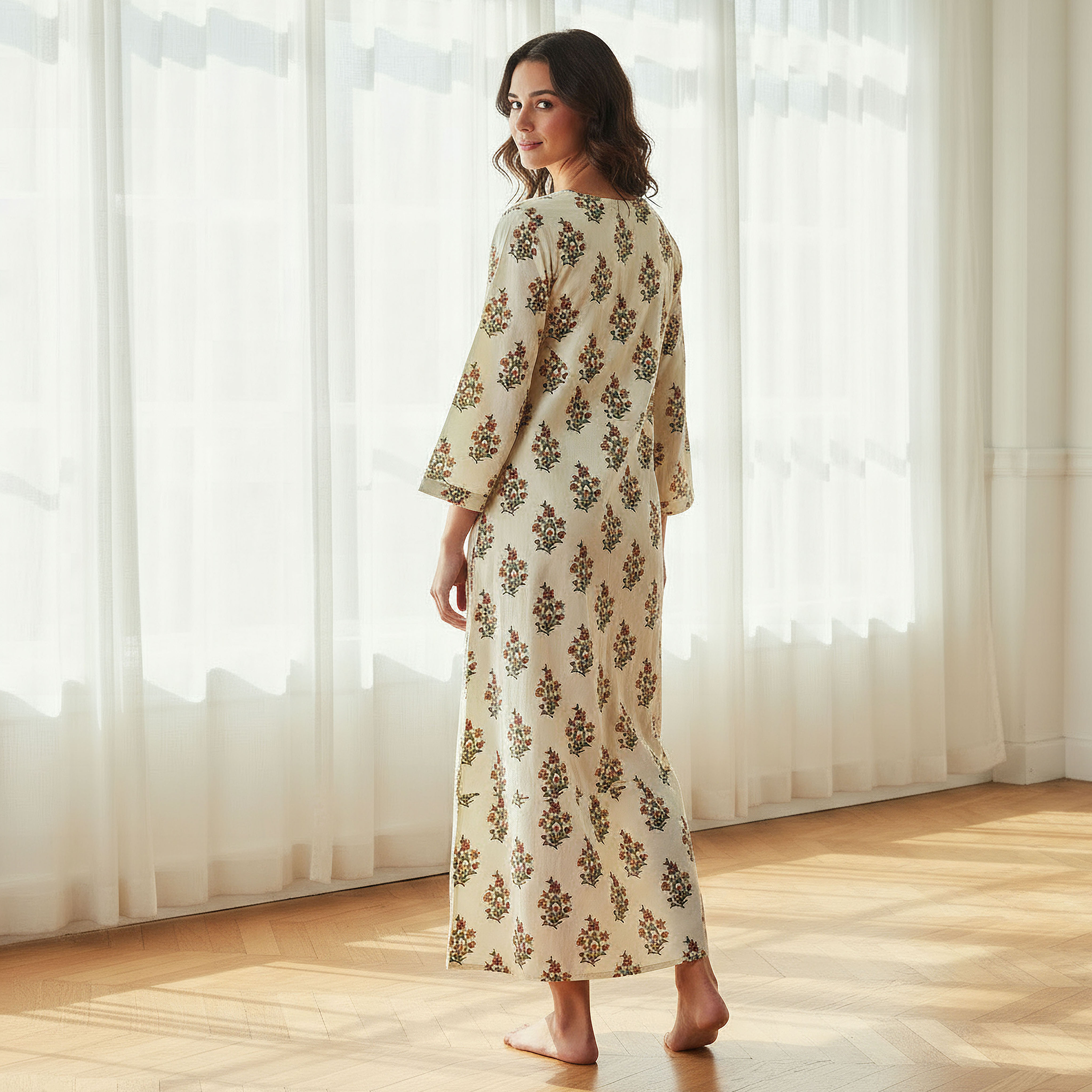 Night Dress Long Sleeves Printed Cotton-PROMO_SP_AE_2FOR149_110625-image-3